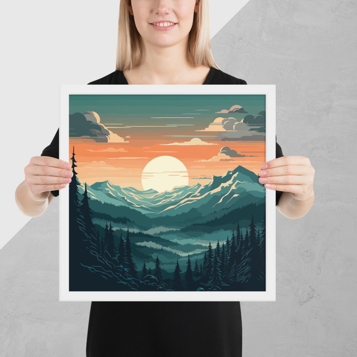 Forest Mountain Landscape Framed Poster