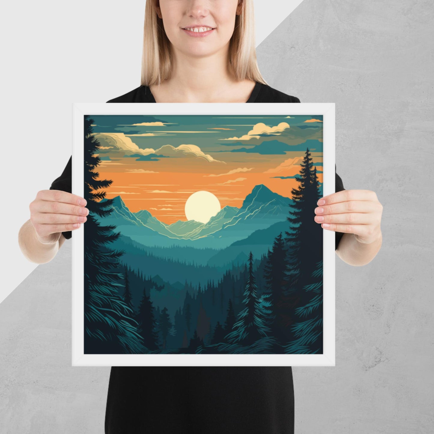 Forest Skyline Sunset Framed Poster