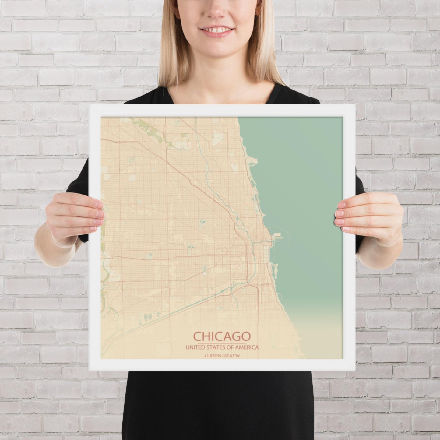 Chicago Vintage Style Framed Map