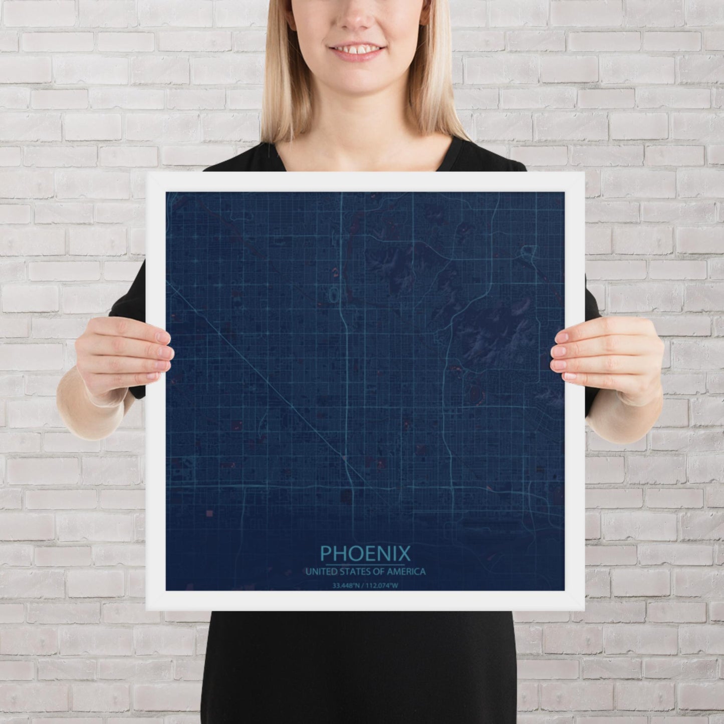Phoenix Blue and Purple Framed Map