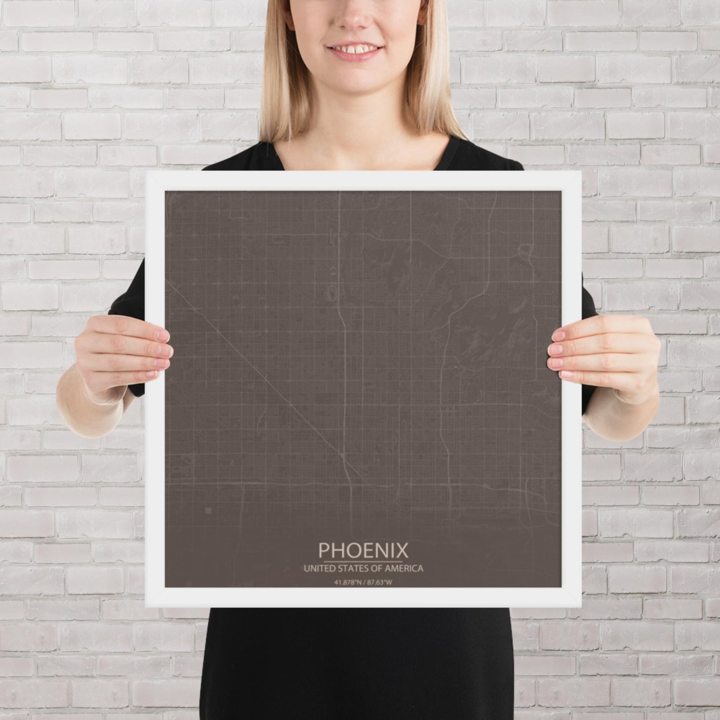 Phoenix Brown and Grey Framed Map