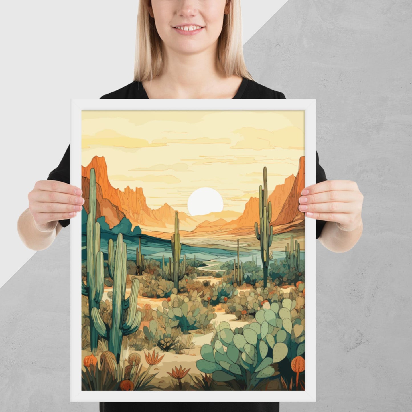 Desert Hills Shrubs Framed Poster
