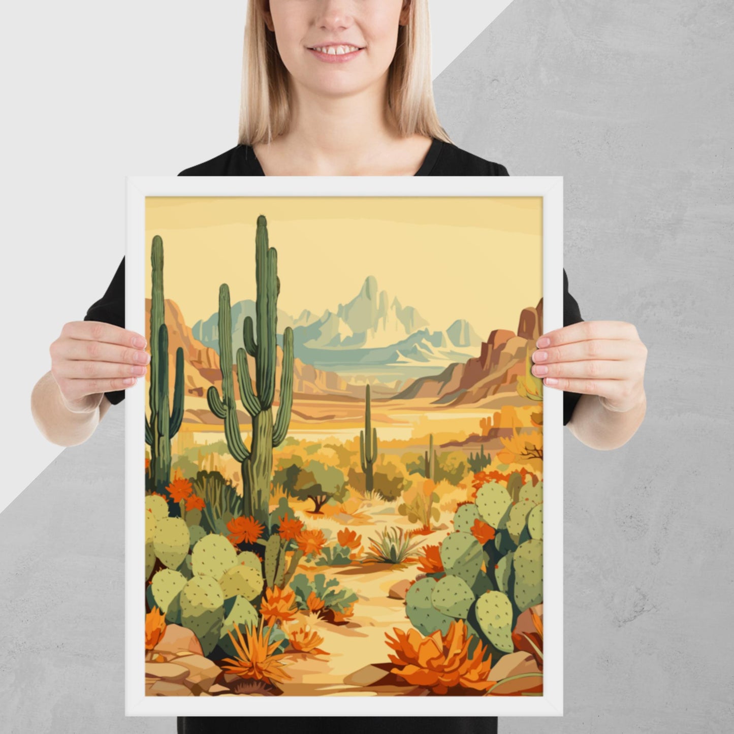 Mountainous Desert Life Framed Poster