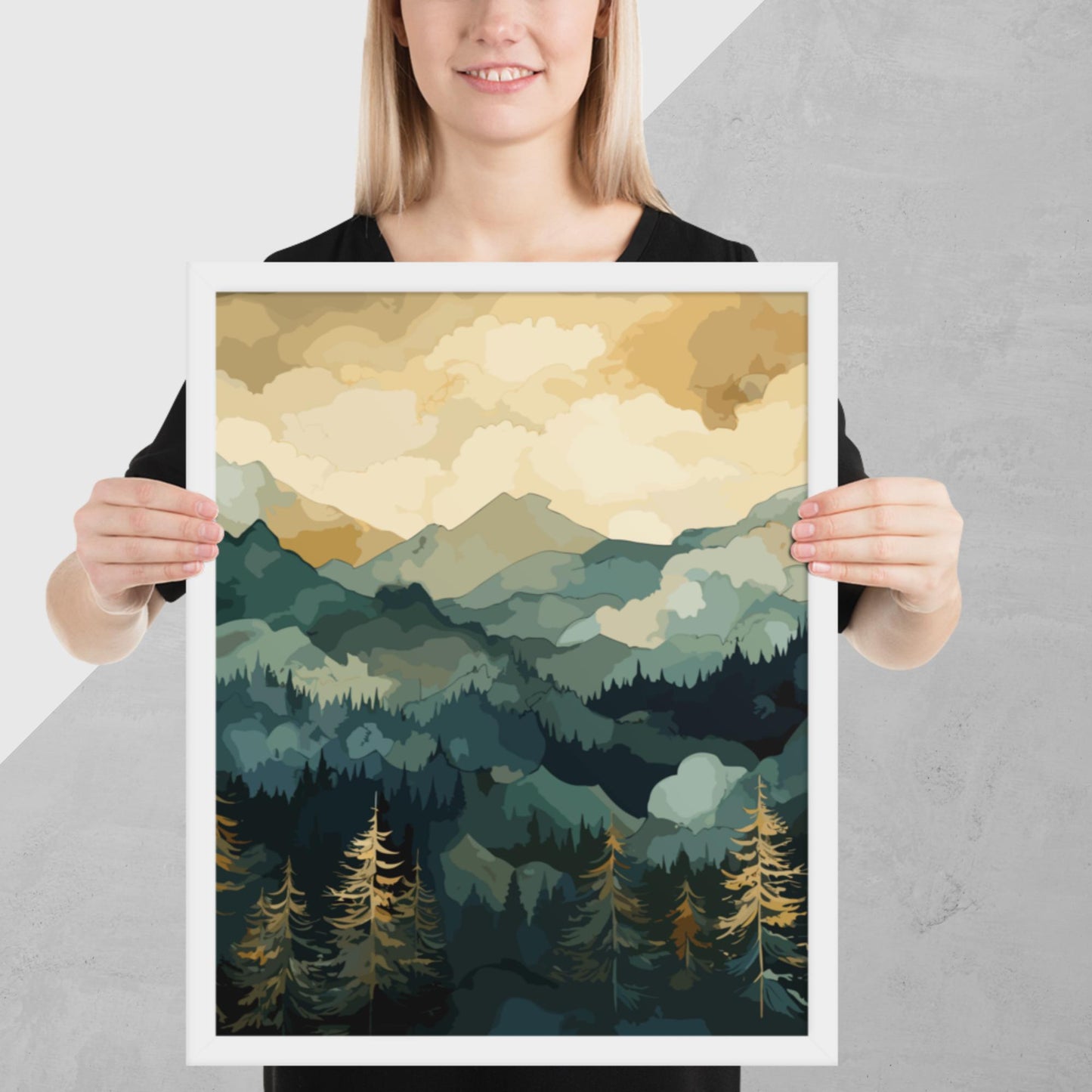 Mountainous Forest Framed Poster