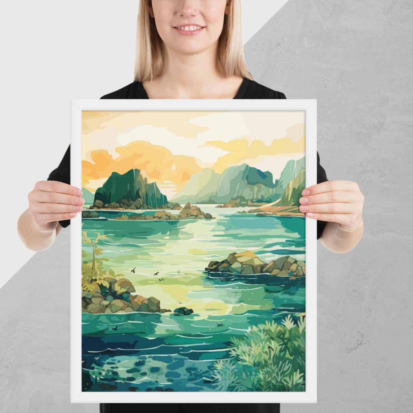 Tropical Island Rocks Framed Poster