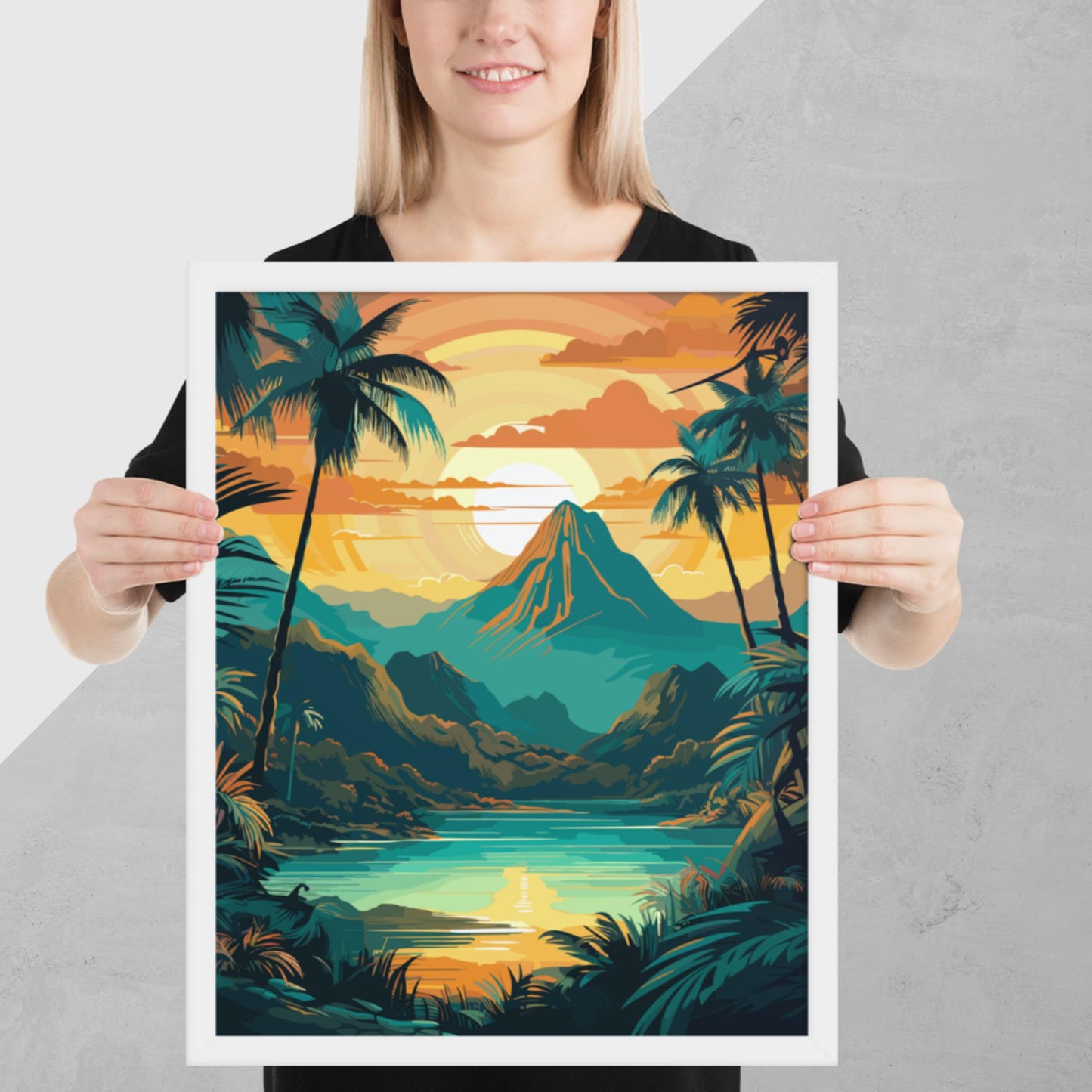 Rainforest Mountain Sunset Framed Poster