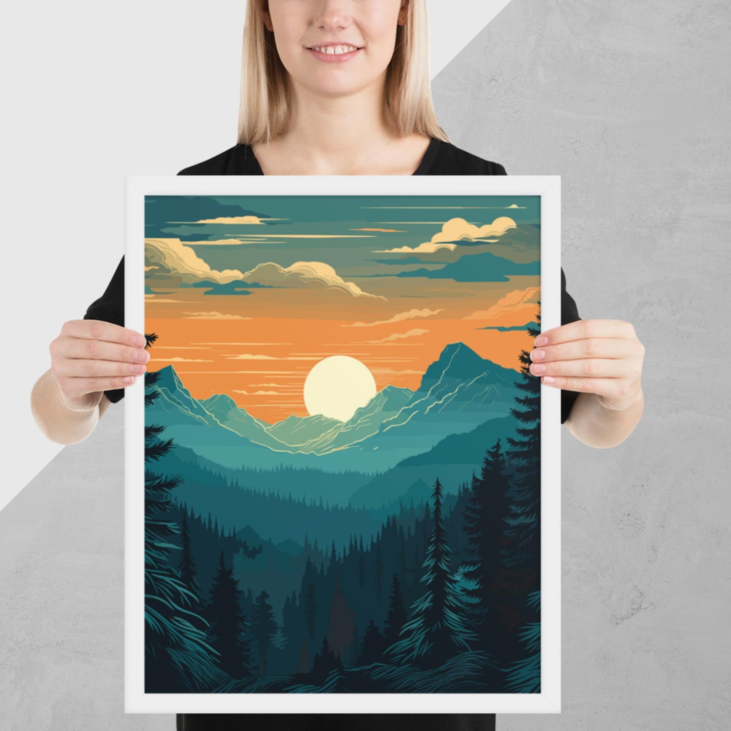 Forest Skyline Sunset Framed Poster