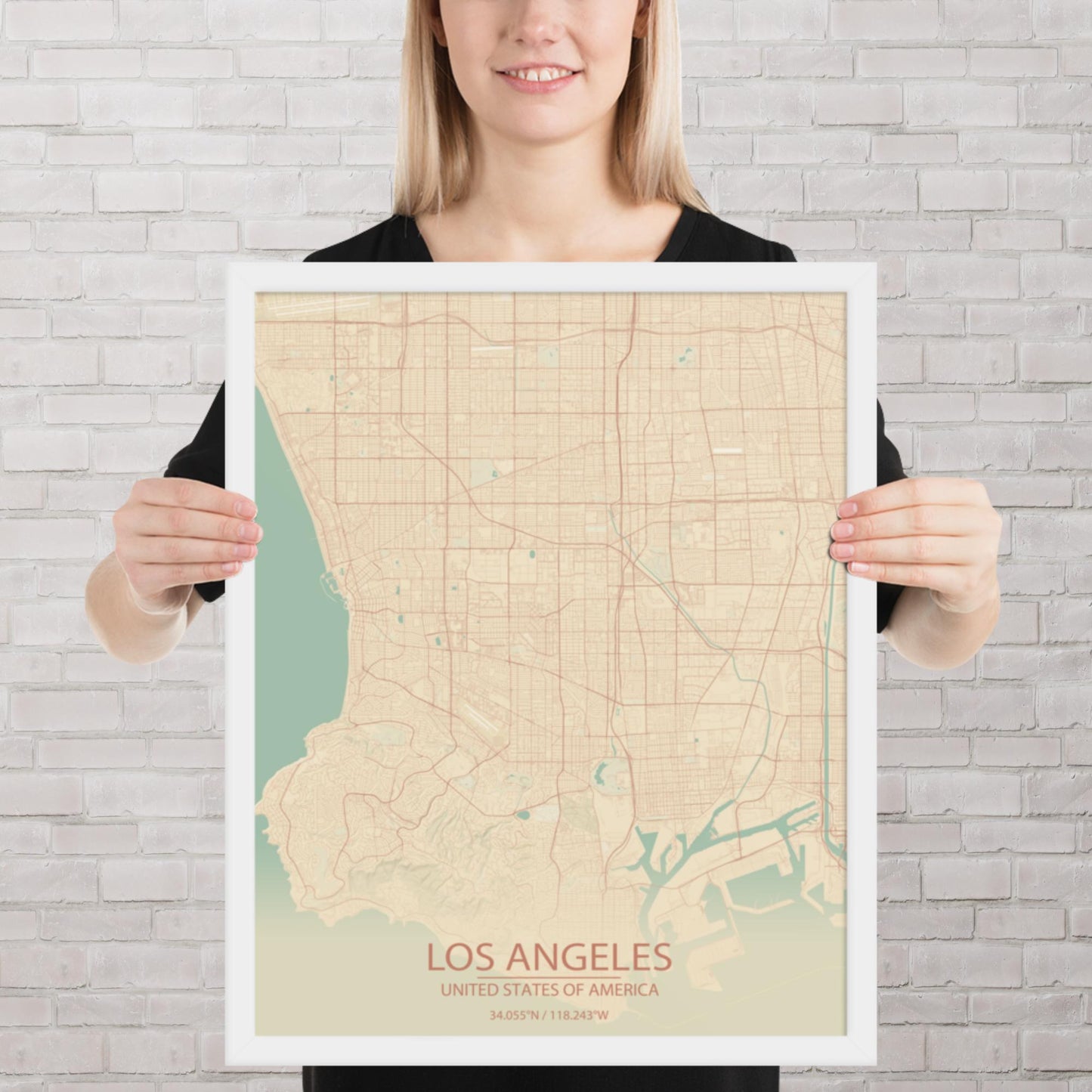 Los Angeles Vintage Style Framed Map
