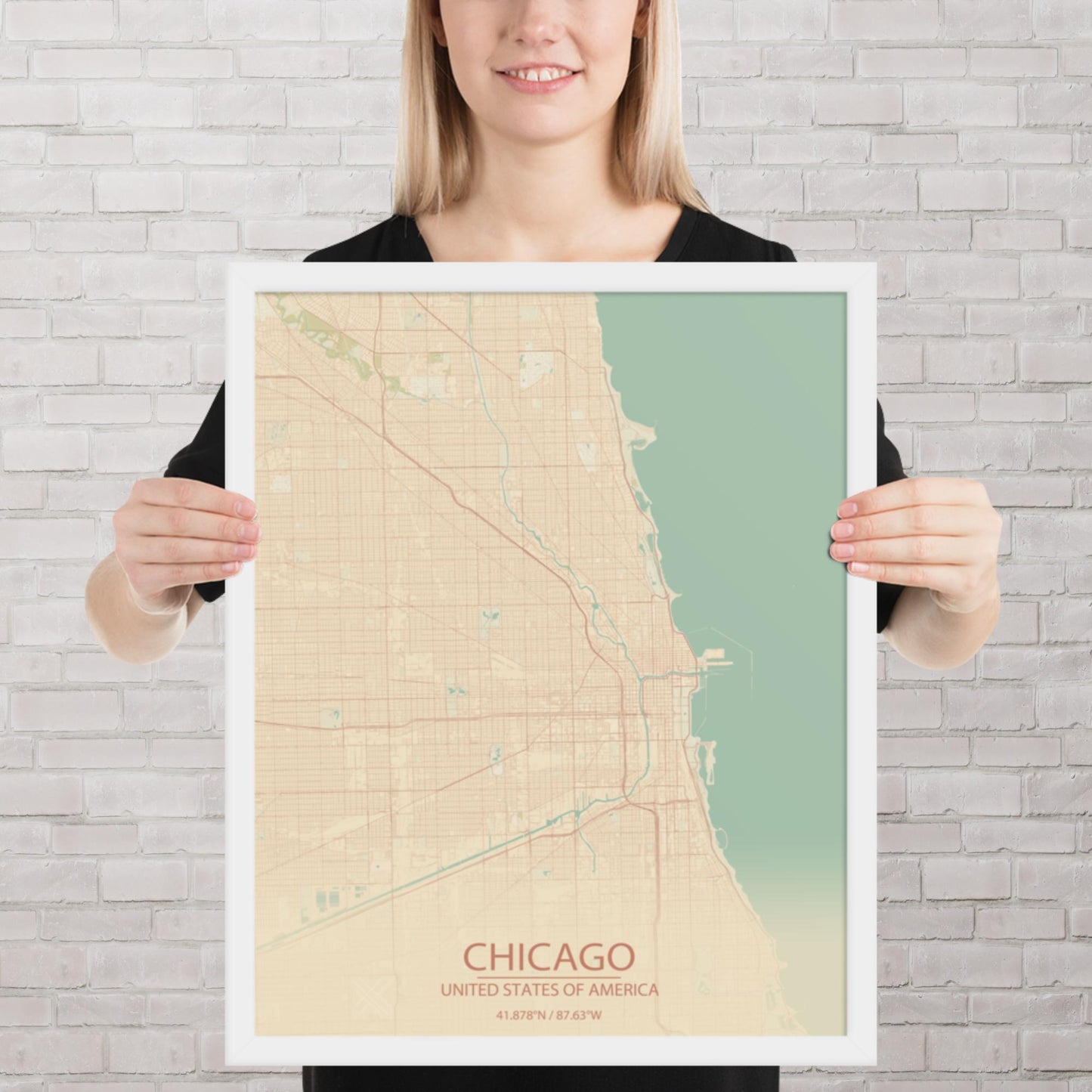 Chicago Vintage Style Framed Map