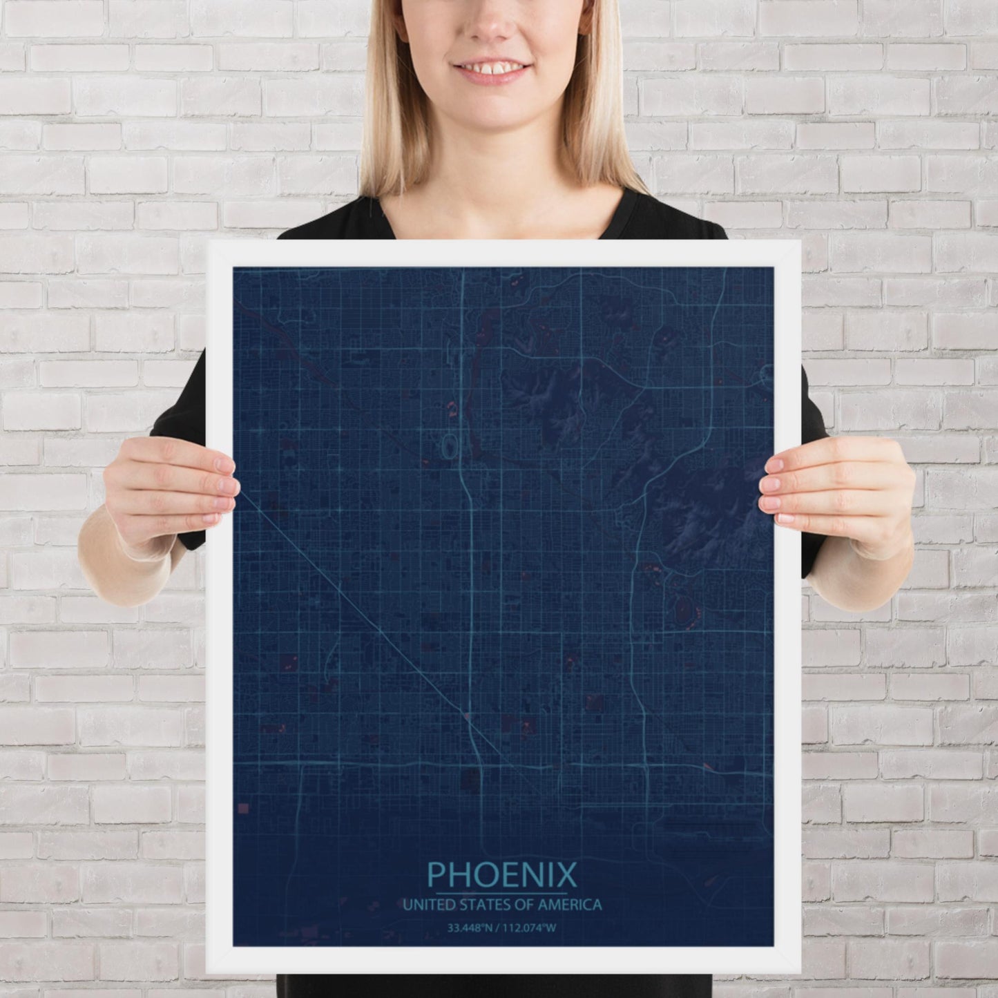Phoenix Blue and Purple Framed Map