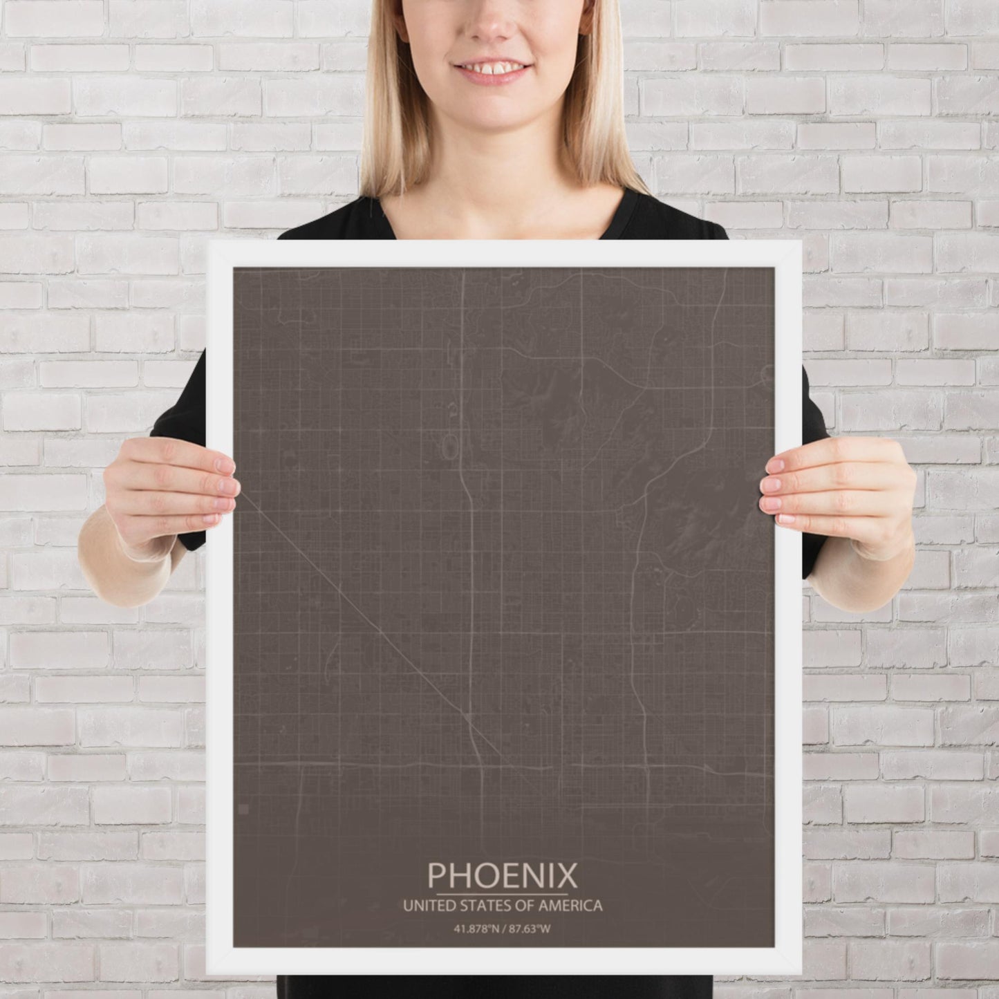 Phoenix Brown and Grey Framed Map