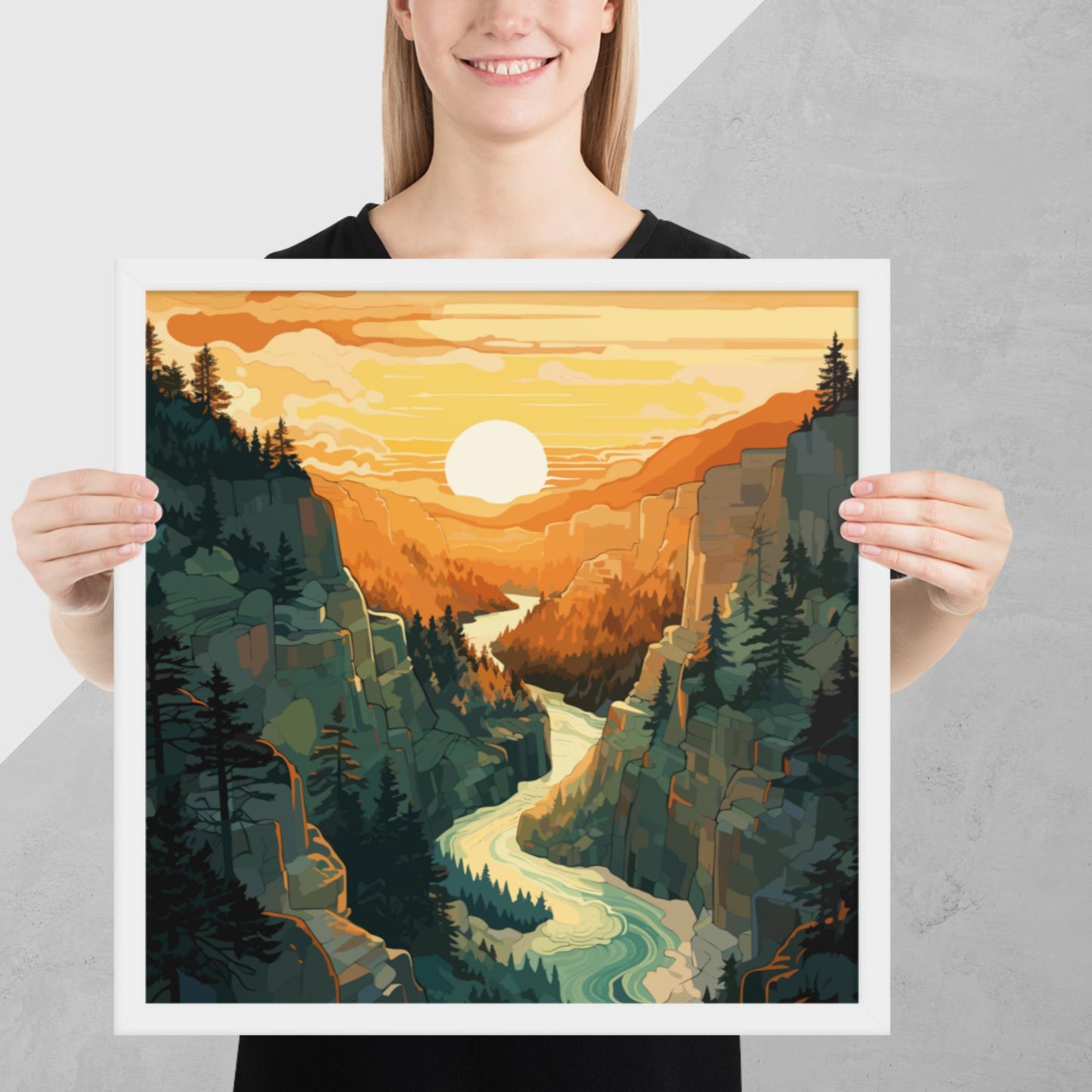 Canyon River Sunset Framed Poster