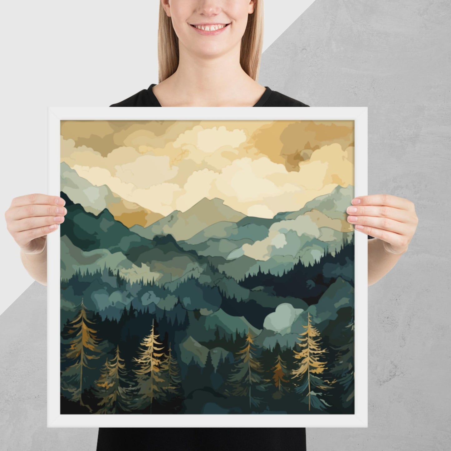 Mountainous Forest Framed Poster