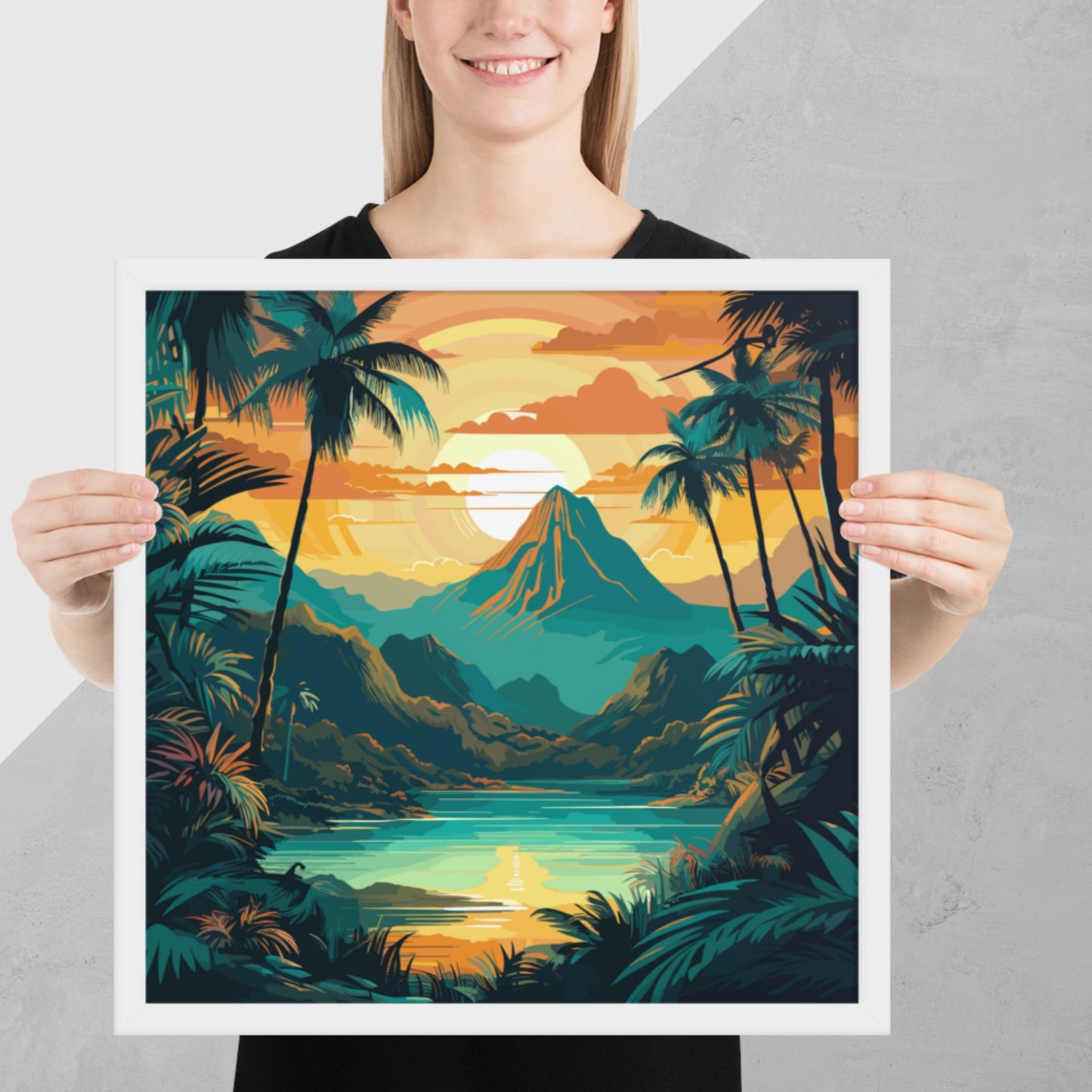 Rainforest Mountain Sunset Framed Poster