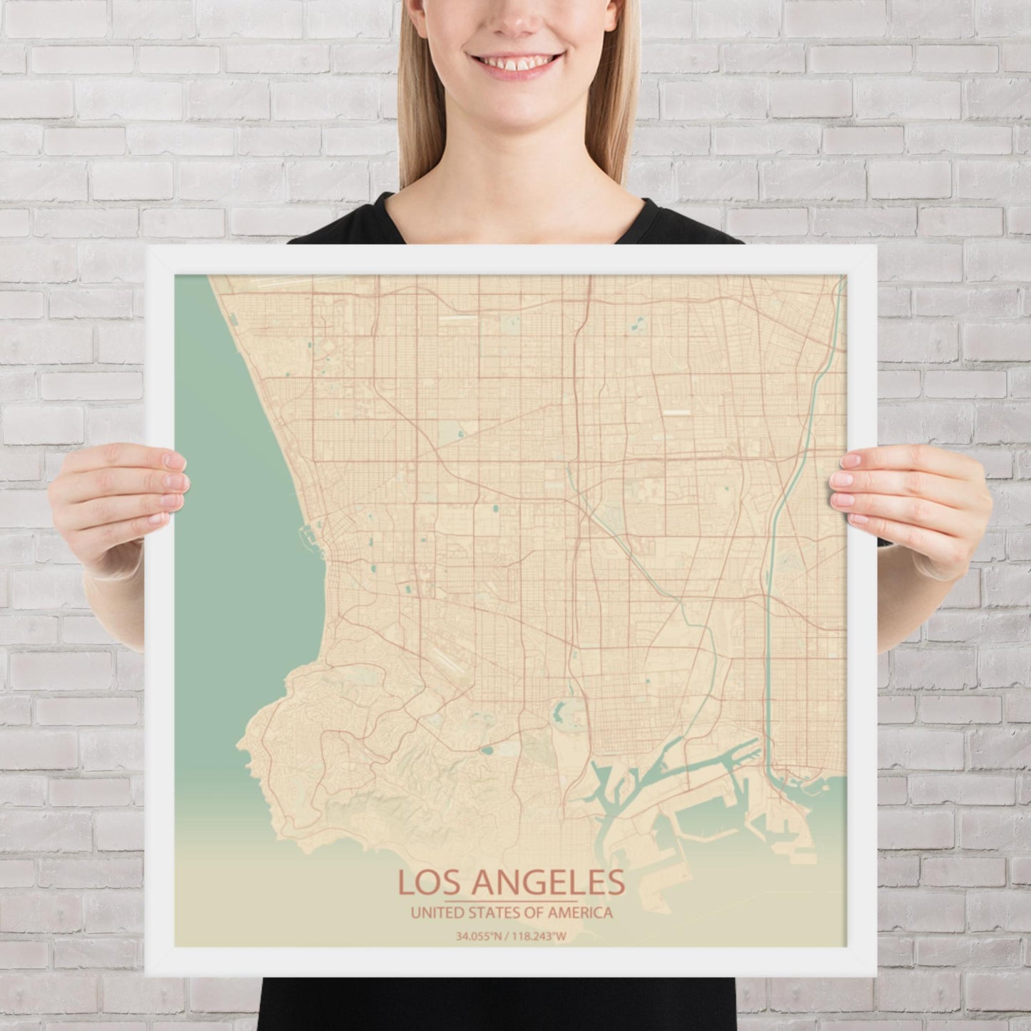 Los Angeles Vintage Style Framed Map