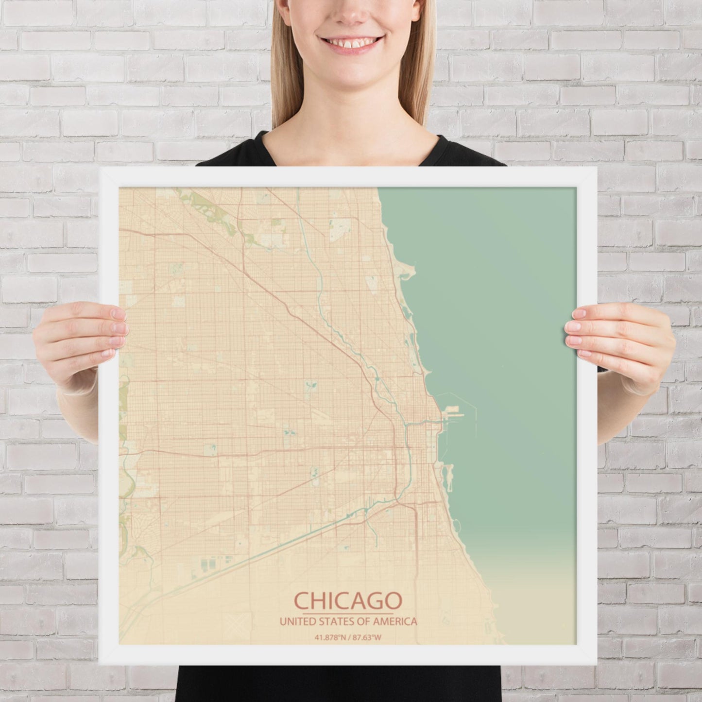 Chicago Vintage Style Framed Map