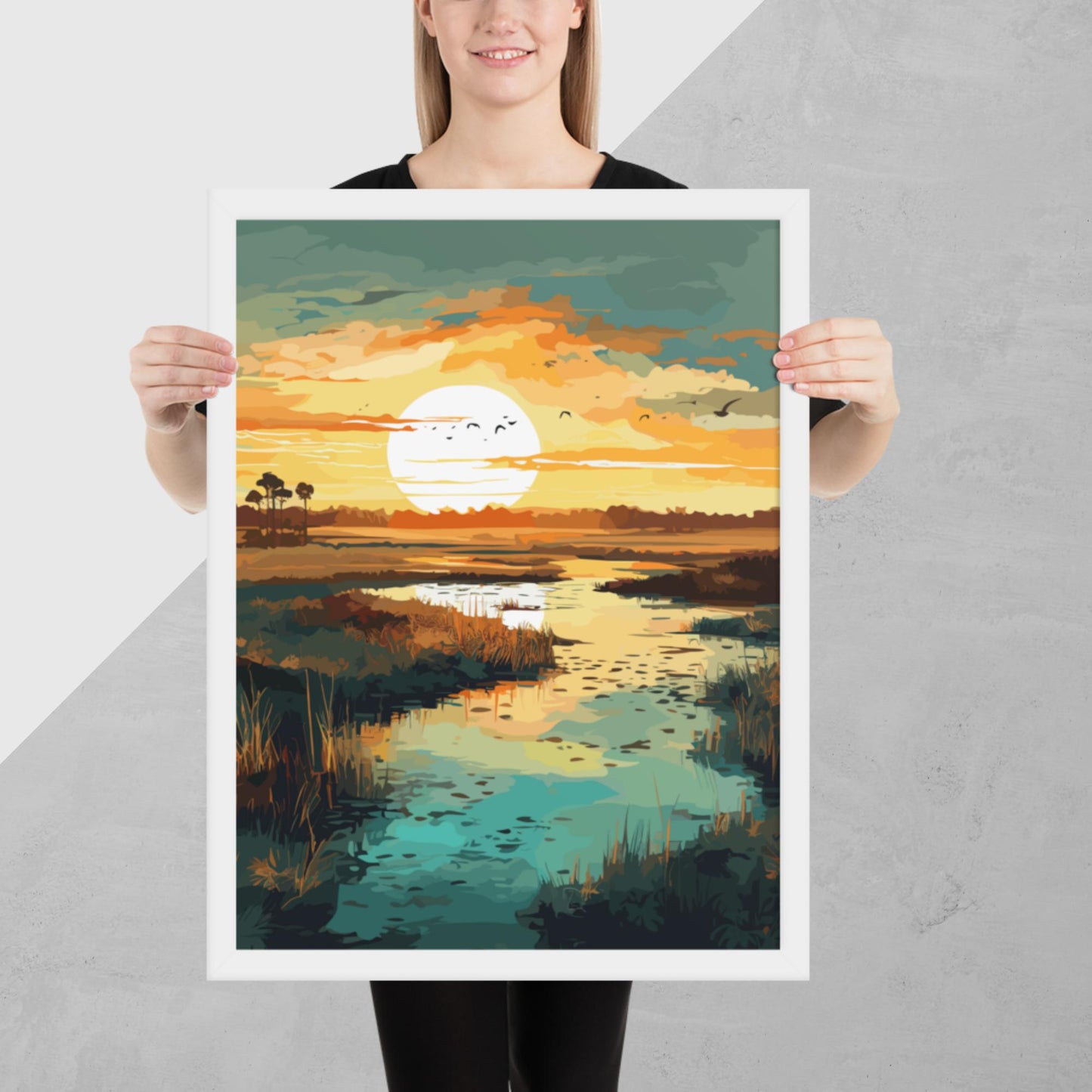 Marshland Sunset Framed Poster
