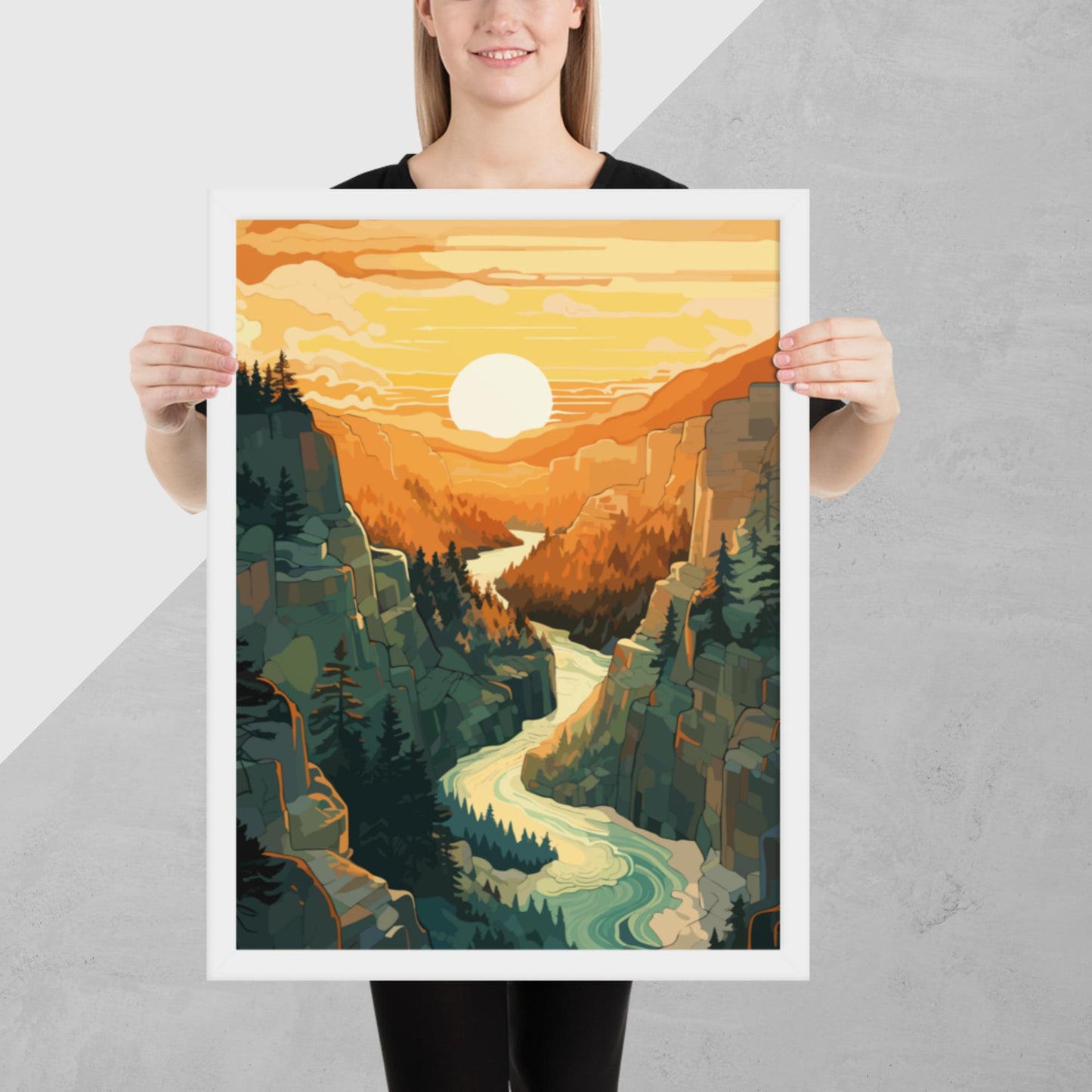 Canyon River Sunset Framed Poster