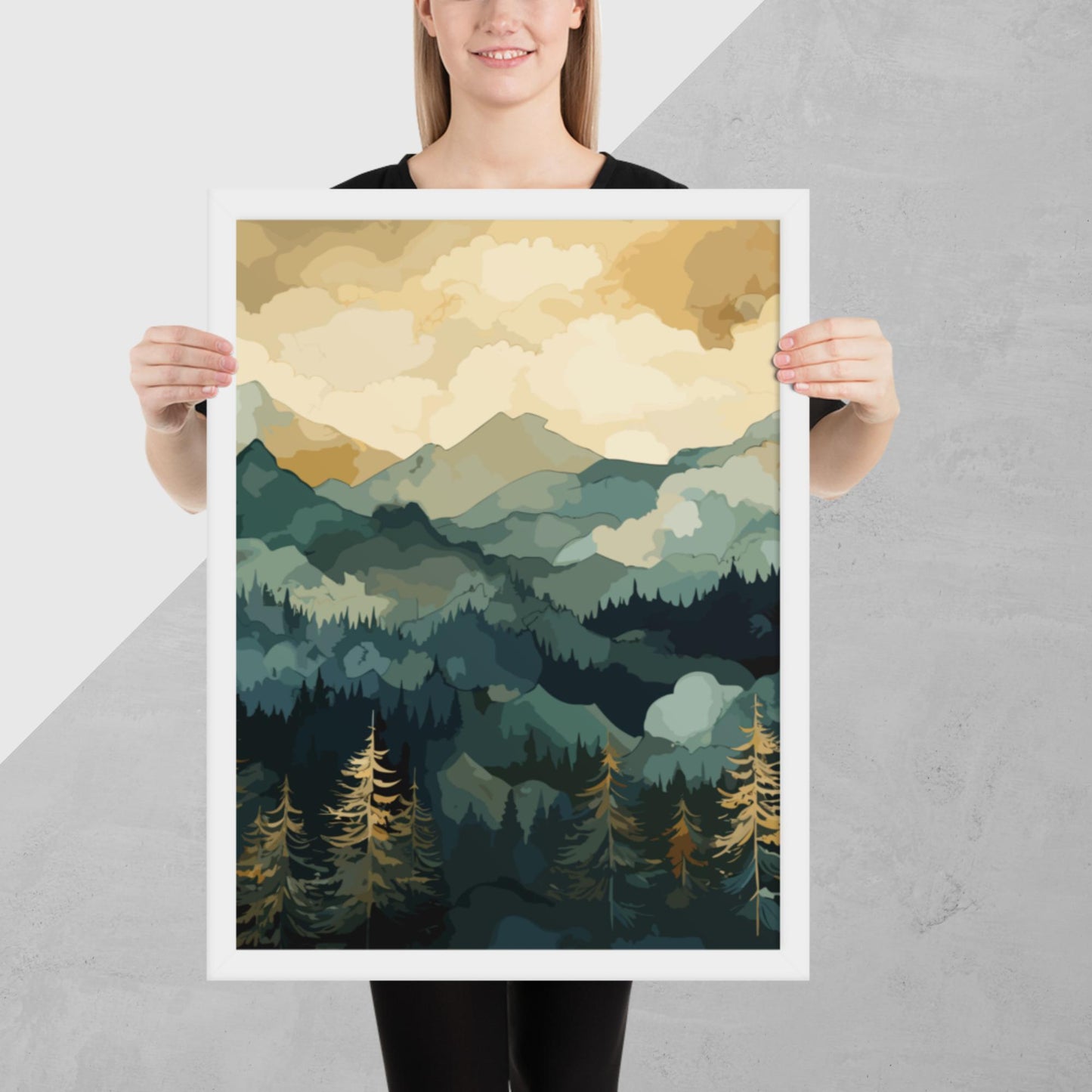Mountainous Forest Framed Poster