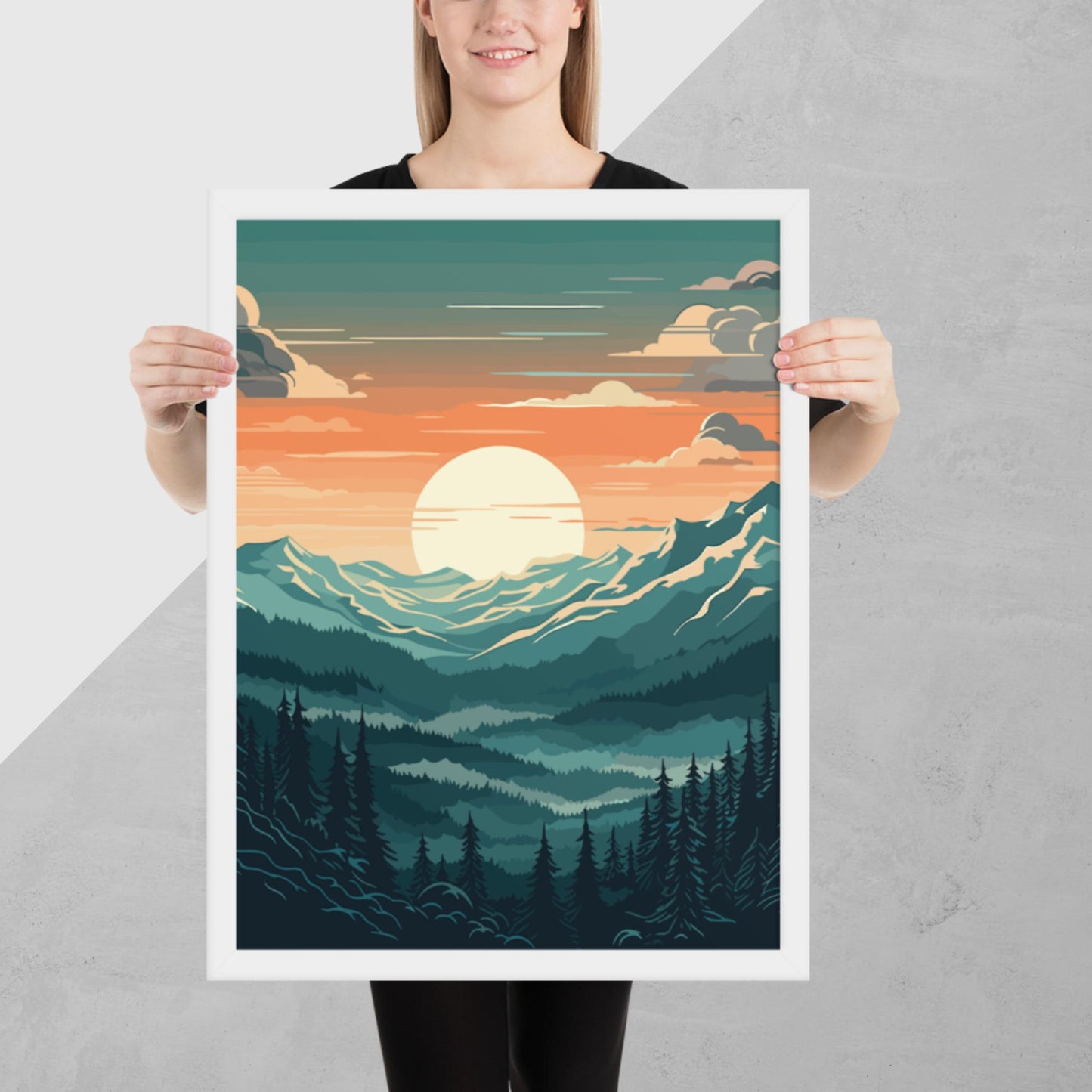 Forest Mountain Landscape Framed Poster