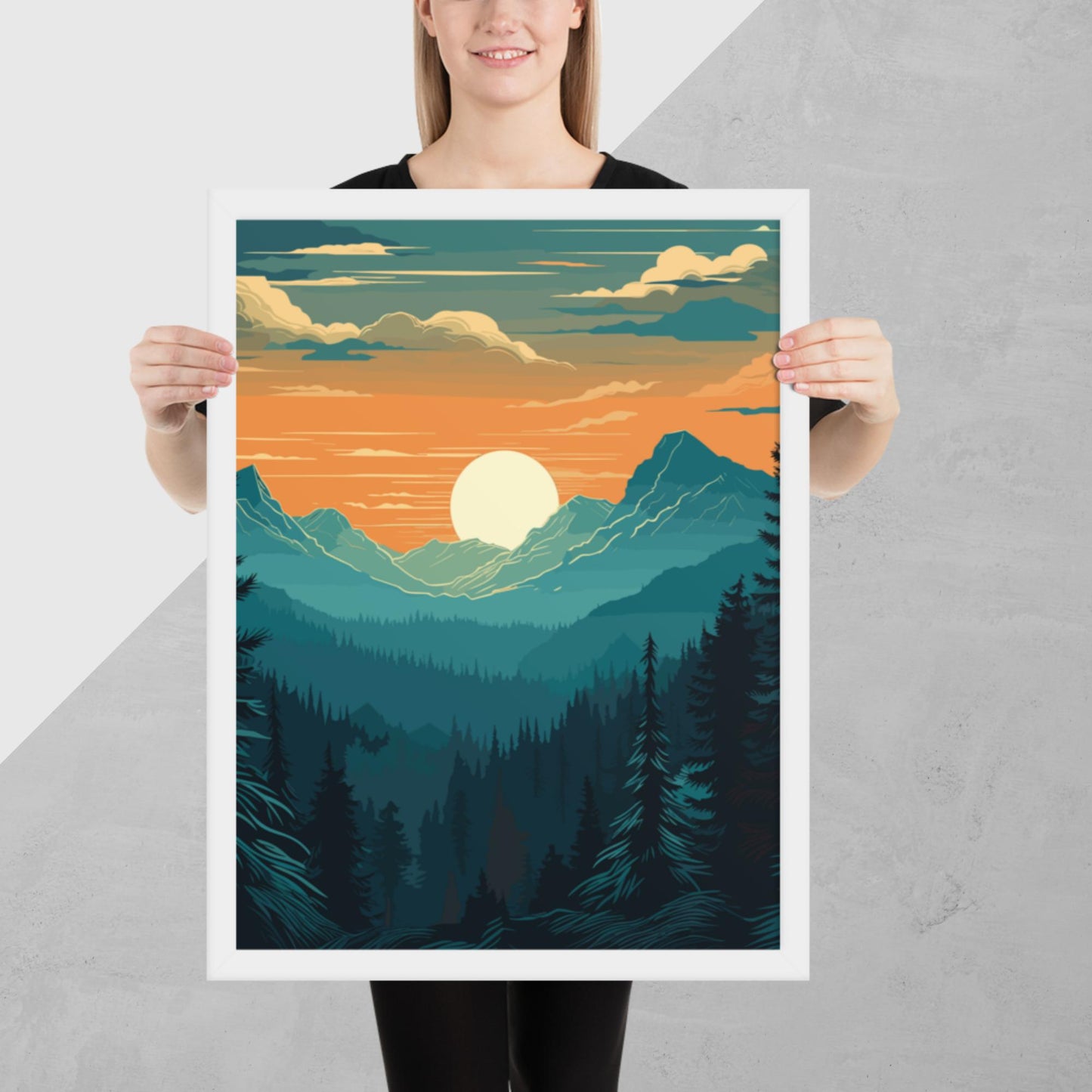 Forest Skyline Sunset Framed Poster