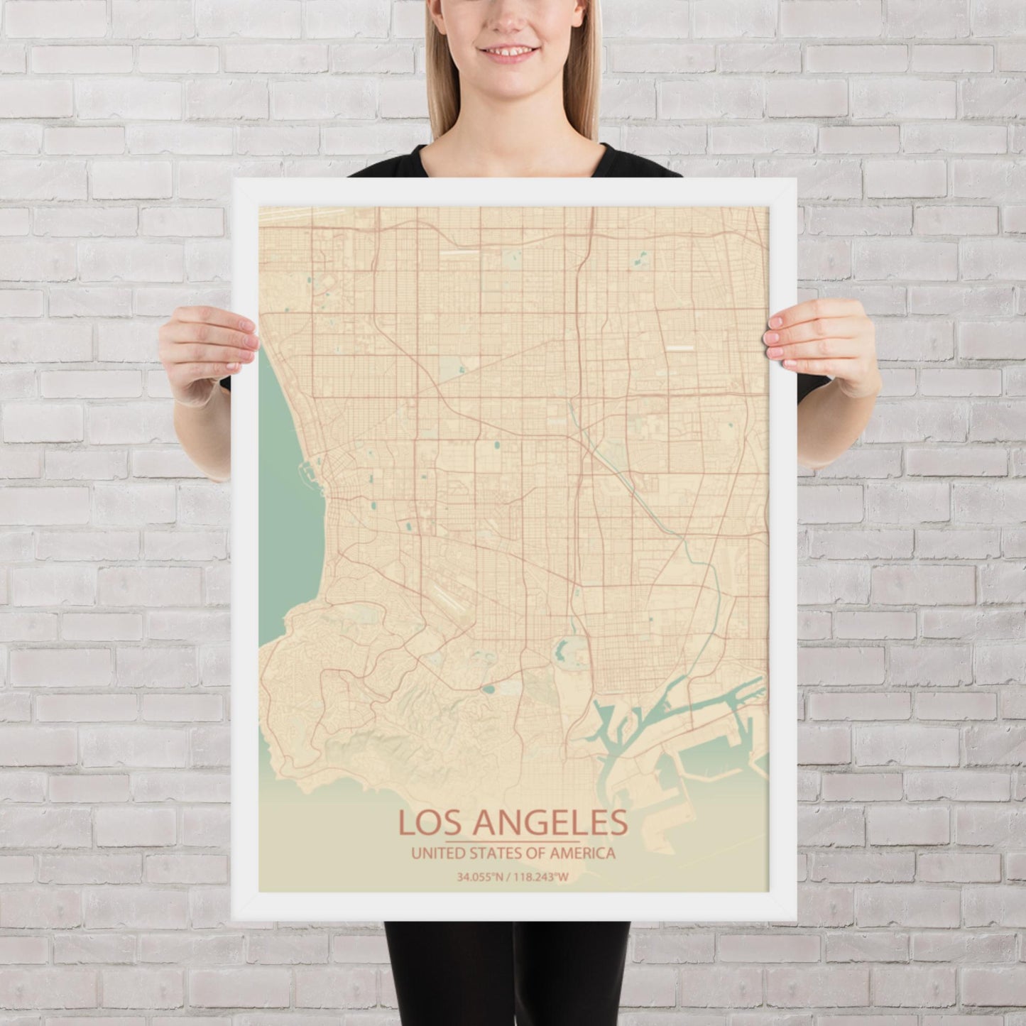 Los Angeles Vintage Style Framed Map