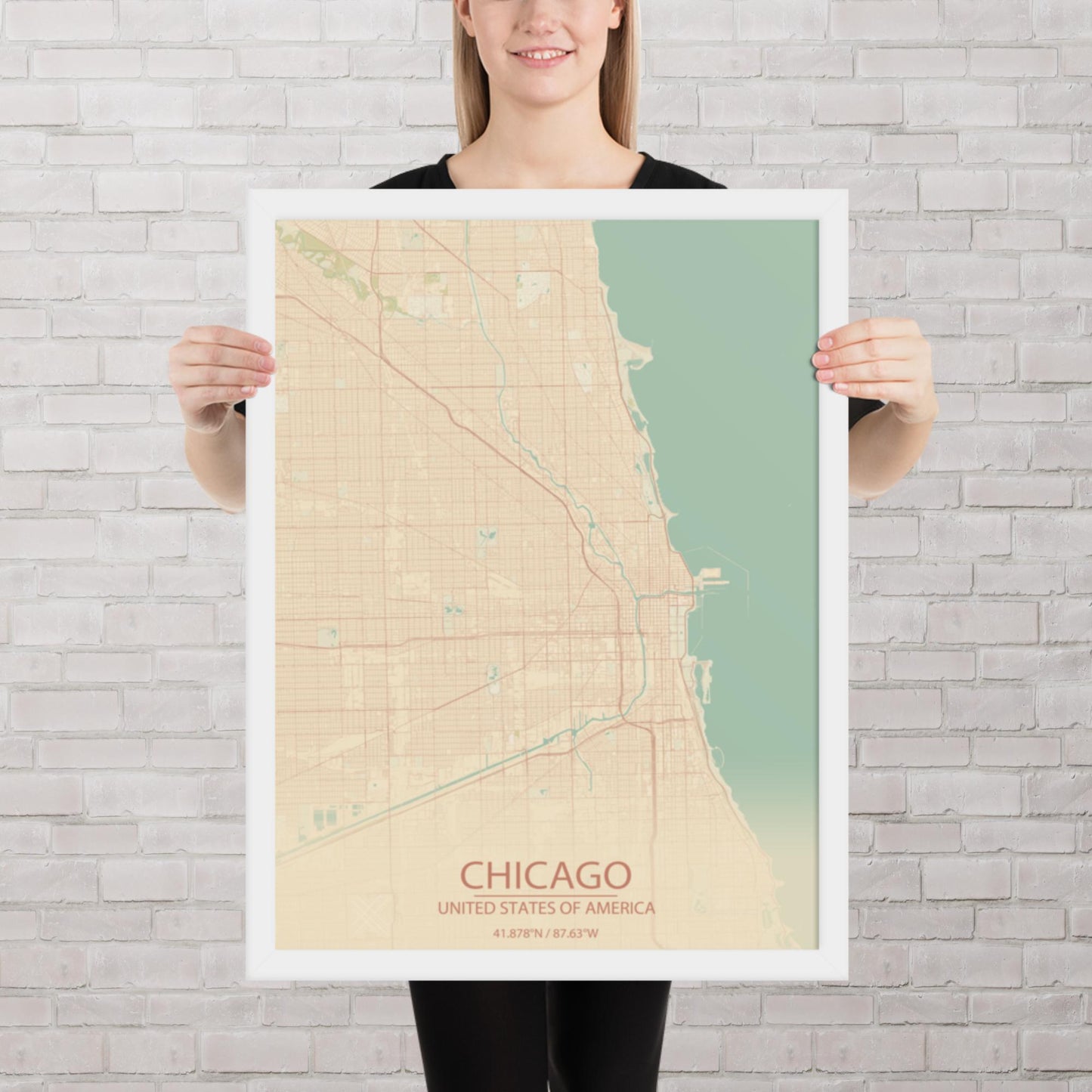 Chicago Vintage Style Framed Map