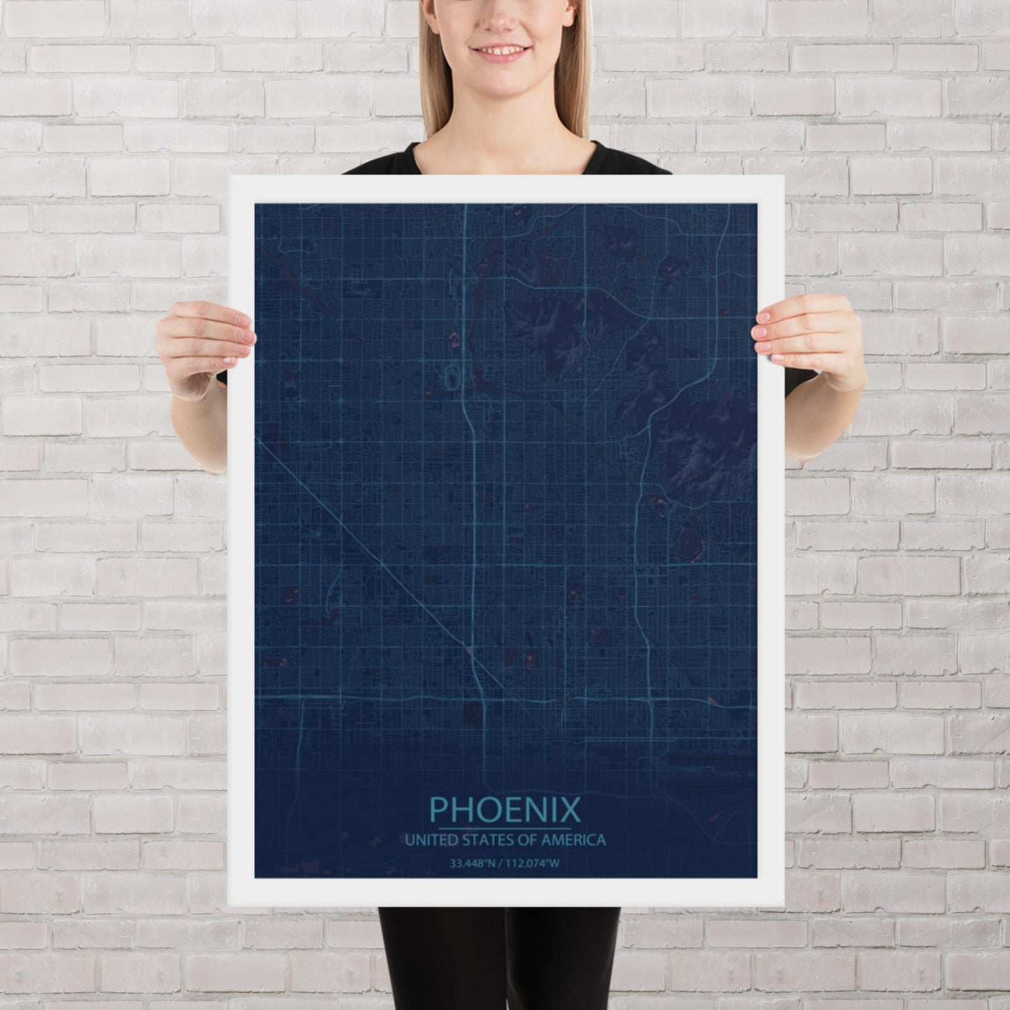 Phoenix Blue and Purple Framed Map