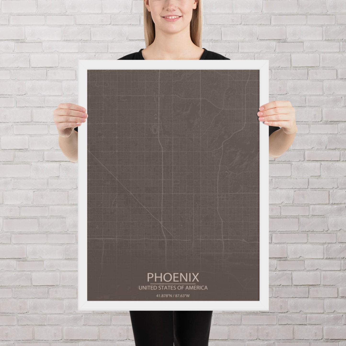 Phoenix Brown and Grey Framed Map