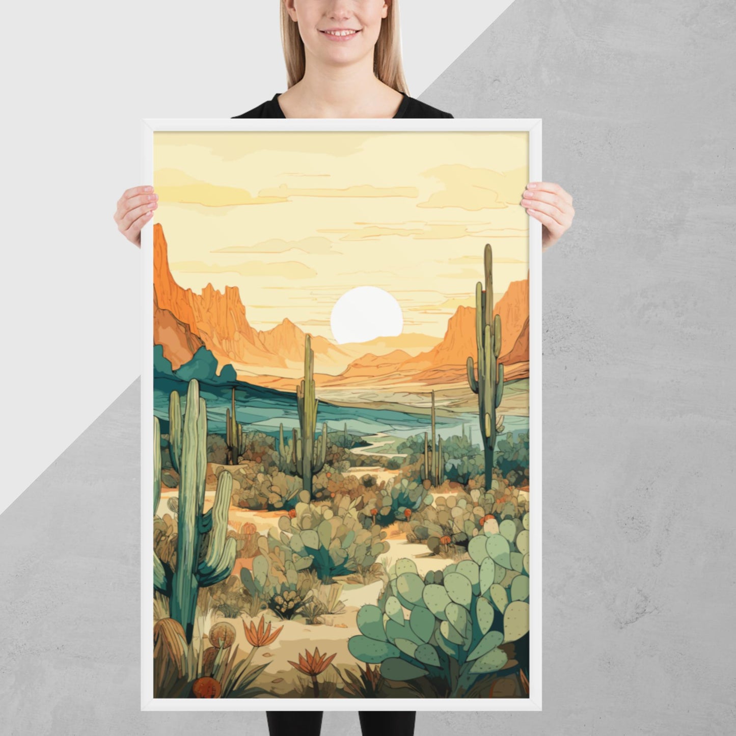 Desert Hills Shrubs Framed Poster