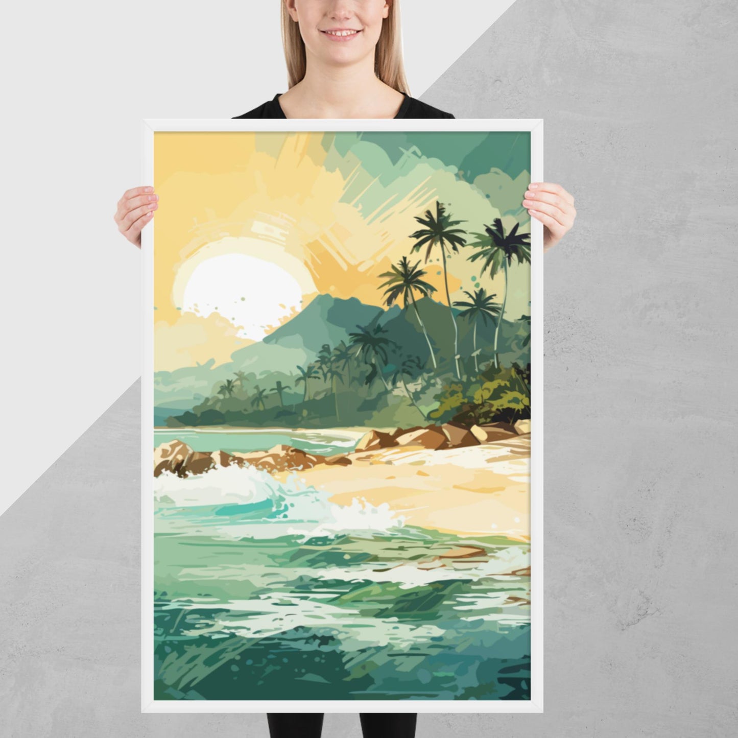 Tropical Island Beach Framed Poster