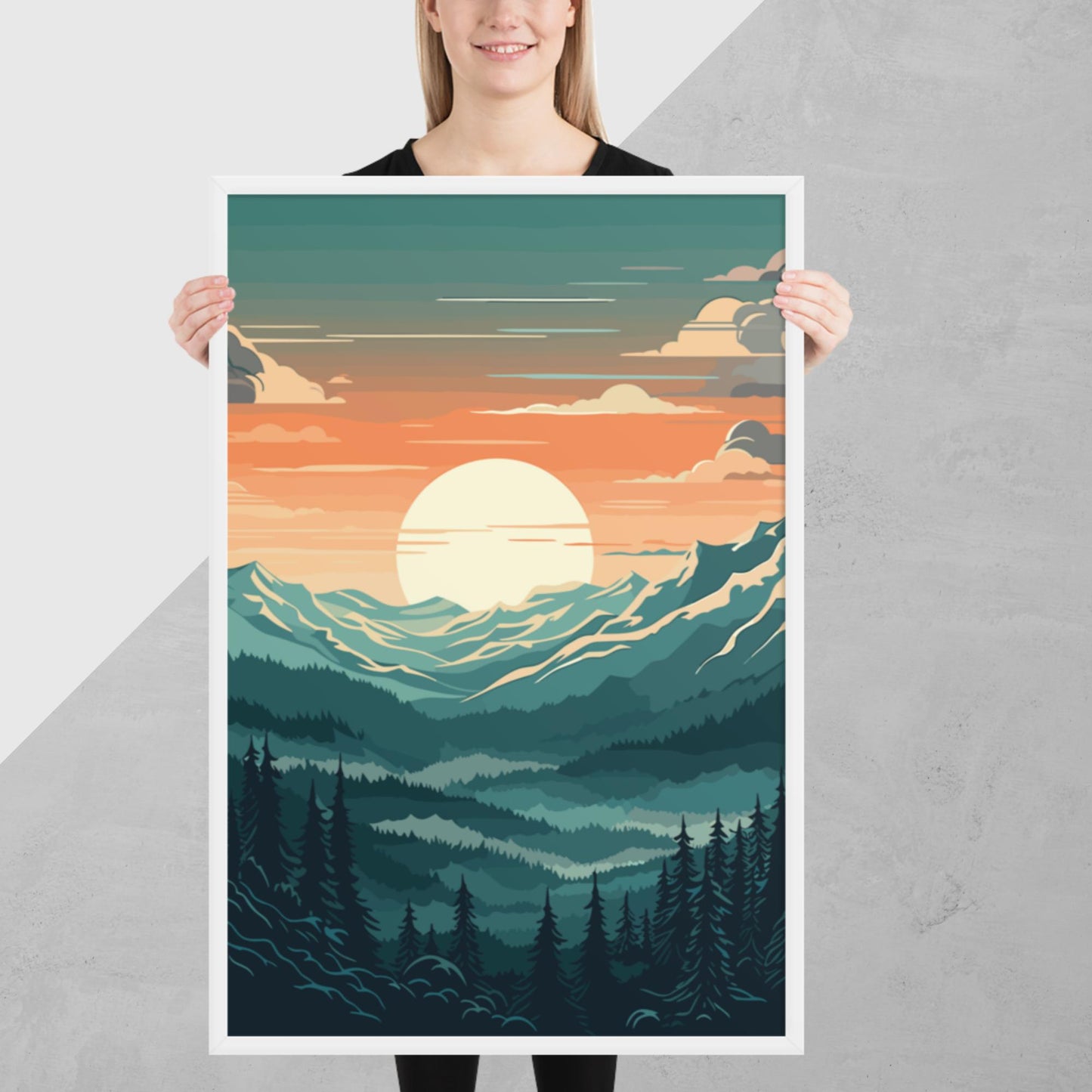Forest Mountain Landscape Framed Poster