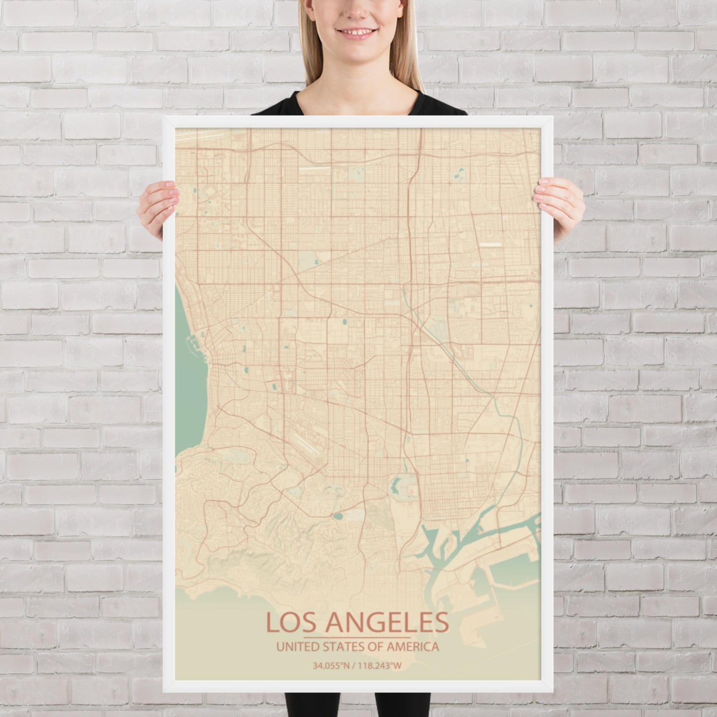Los Angeles Vintage Style Framed Map