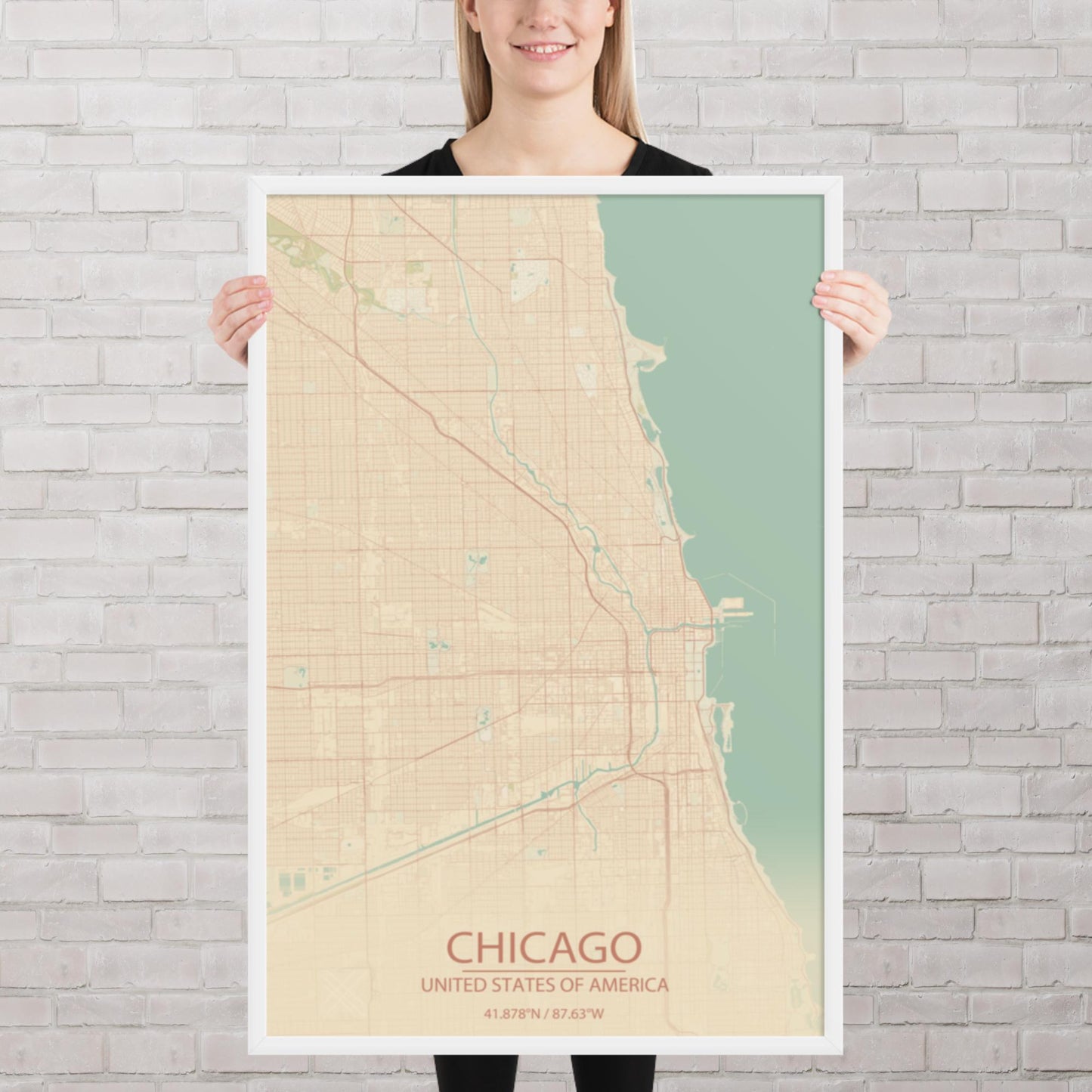 Chicago Vintage Style Framed Map