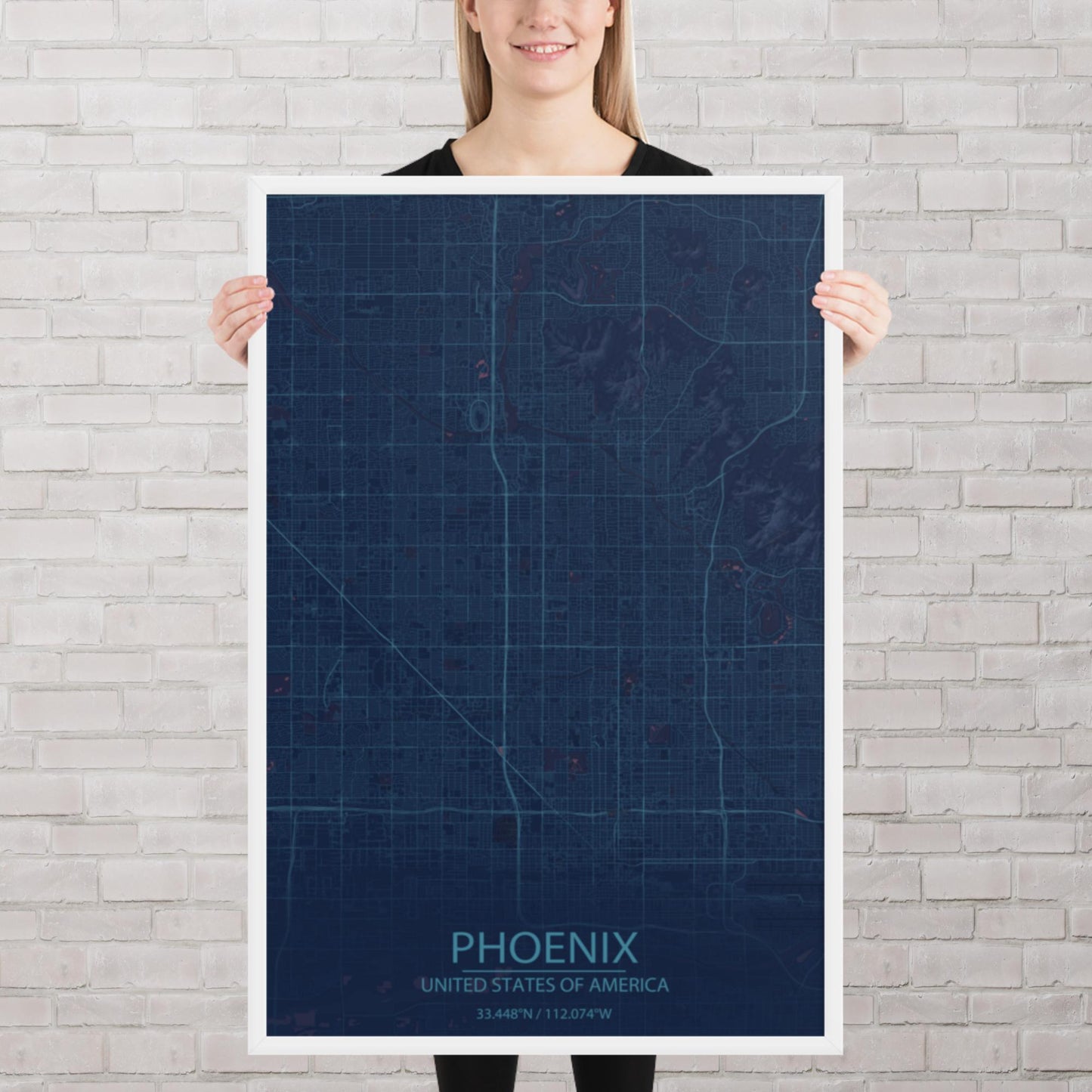 Phoenix Blue and Purple Framed Map