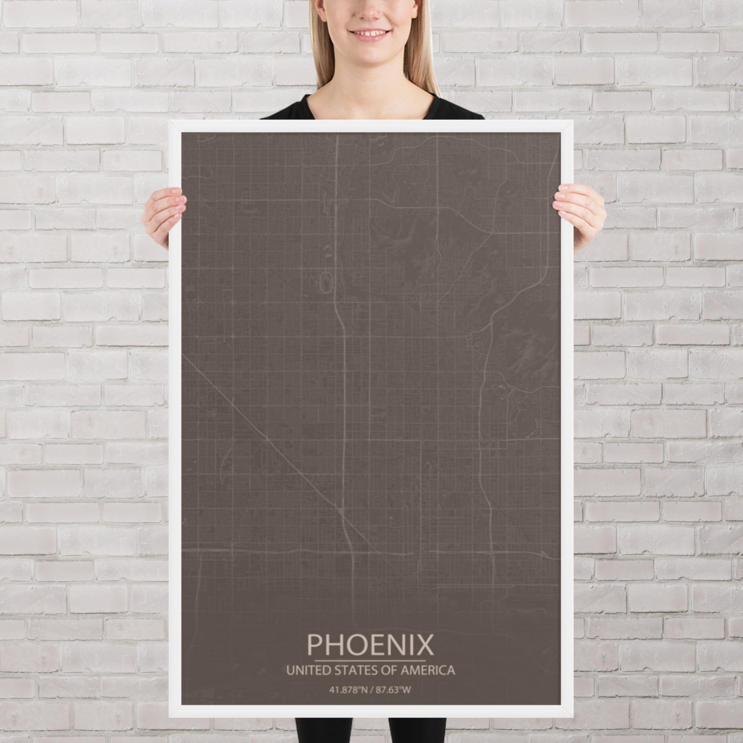 Phoenix Brown and Grey Framed Map