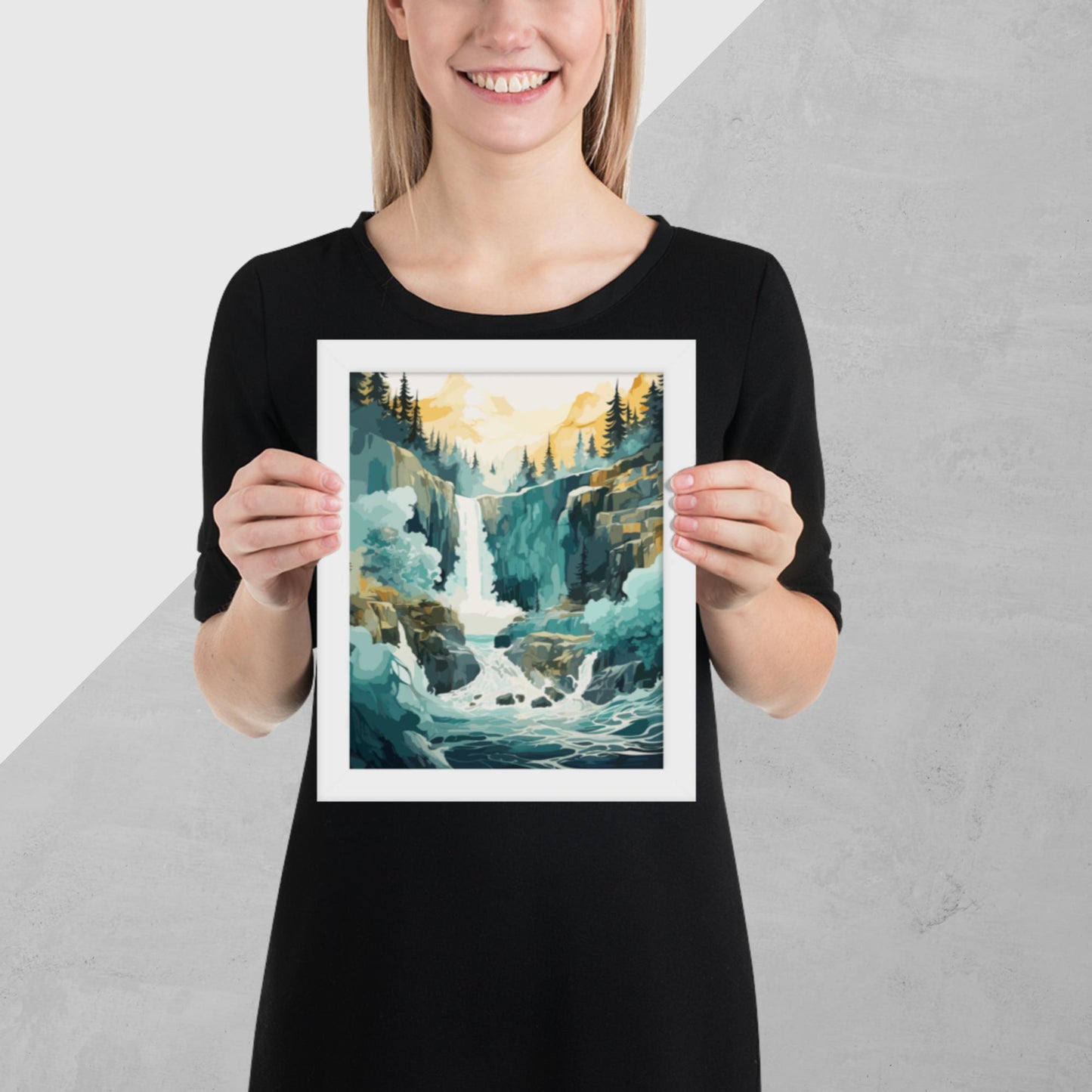 Roaring Forest Waterfall Framed Poster