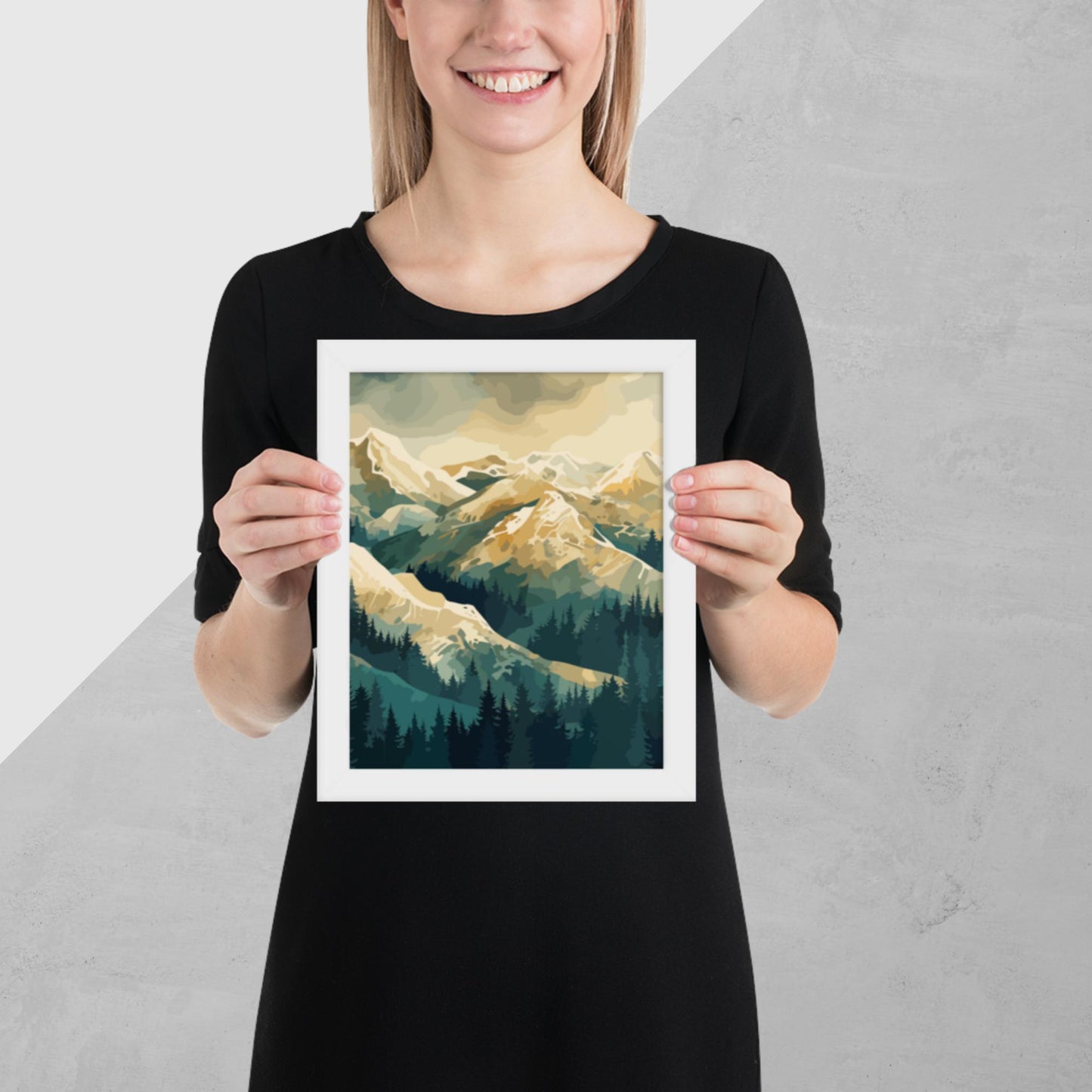 Winter Forest Mountains Framed Poster