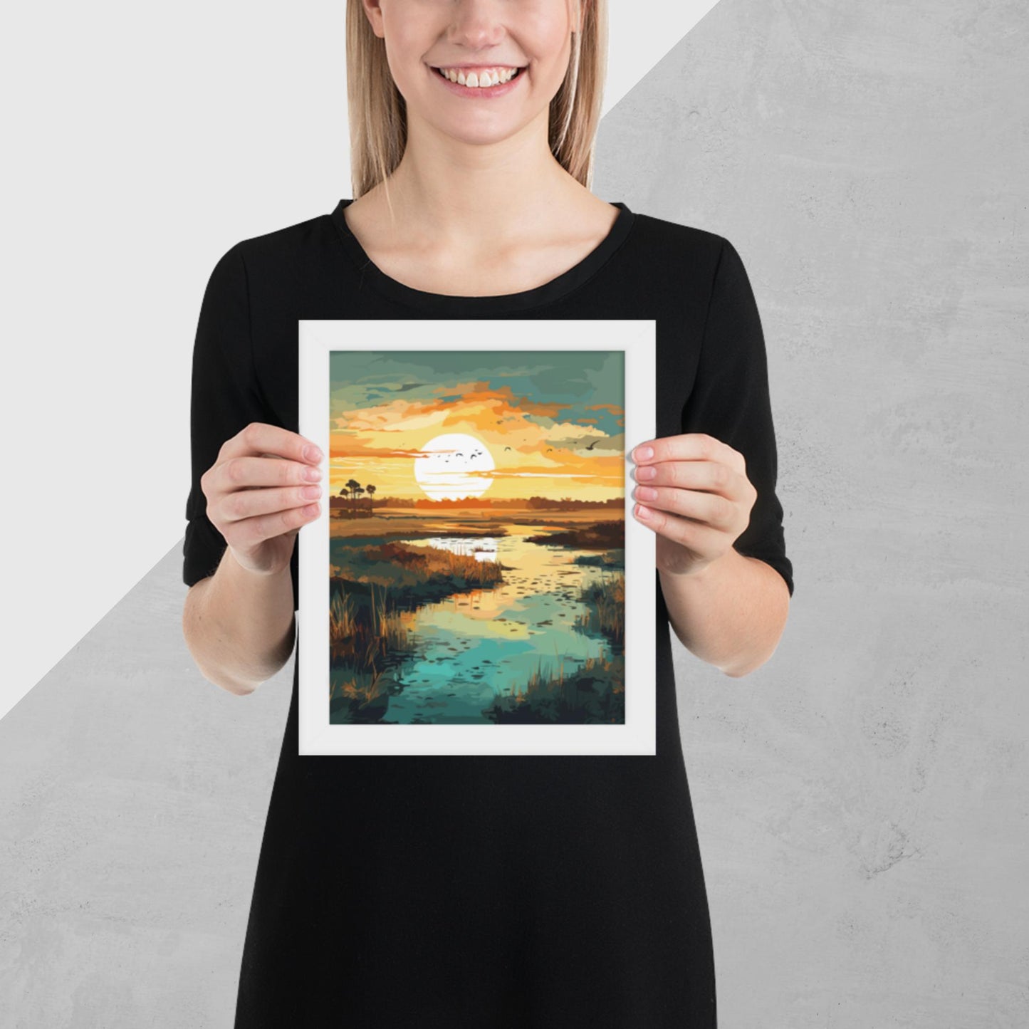 Marshland Sunset Framed Poster