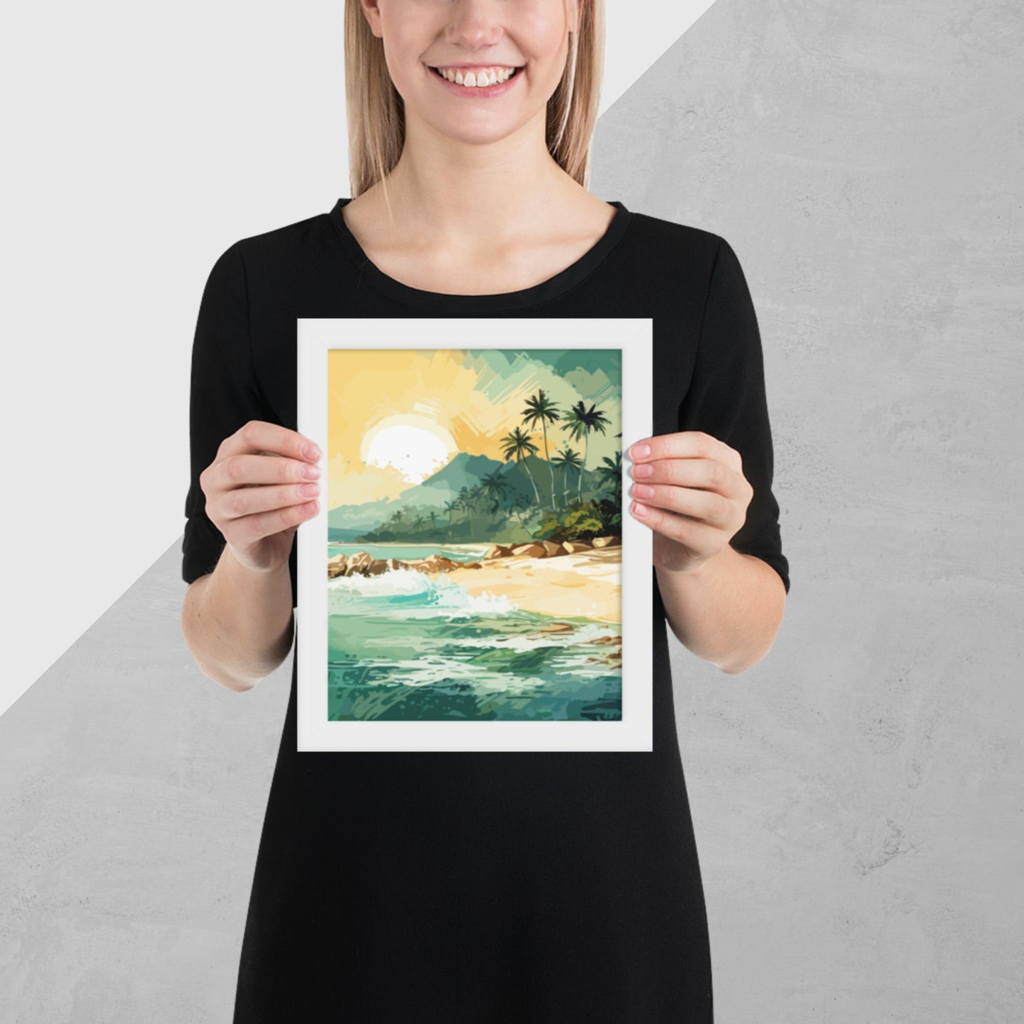Tropical Island Beach Framed Poster