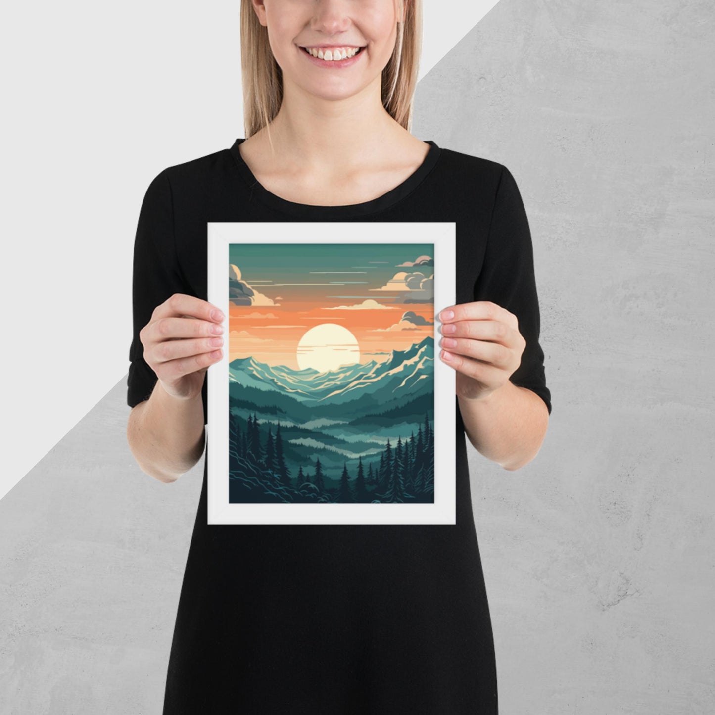 Forest Mountain Landscape Framed Poster