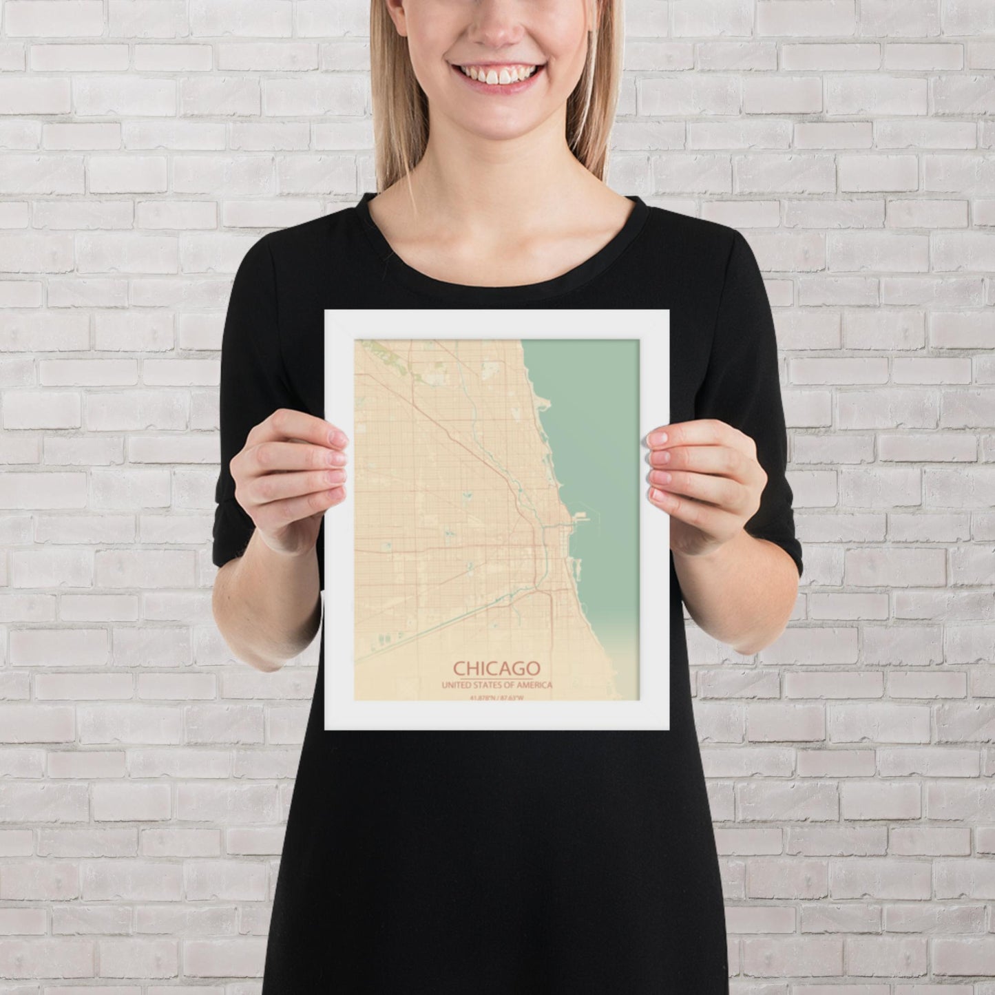 Chicago Vintage Style Framed Map