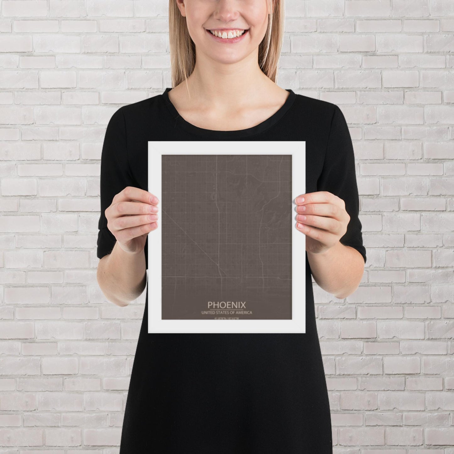 Phoenix Brown and Grey Framed Map