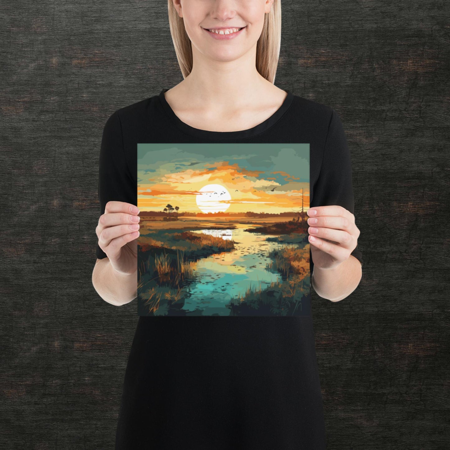 Marshland Sunset Paper Poster