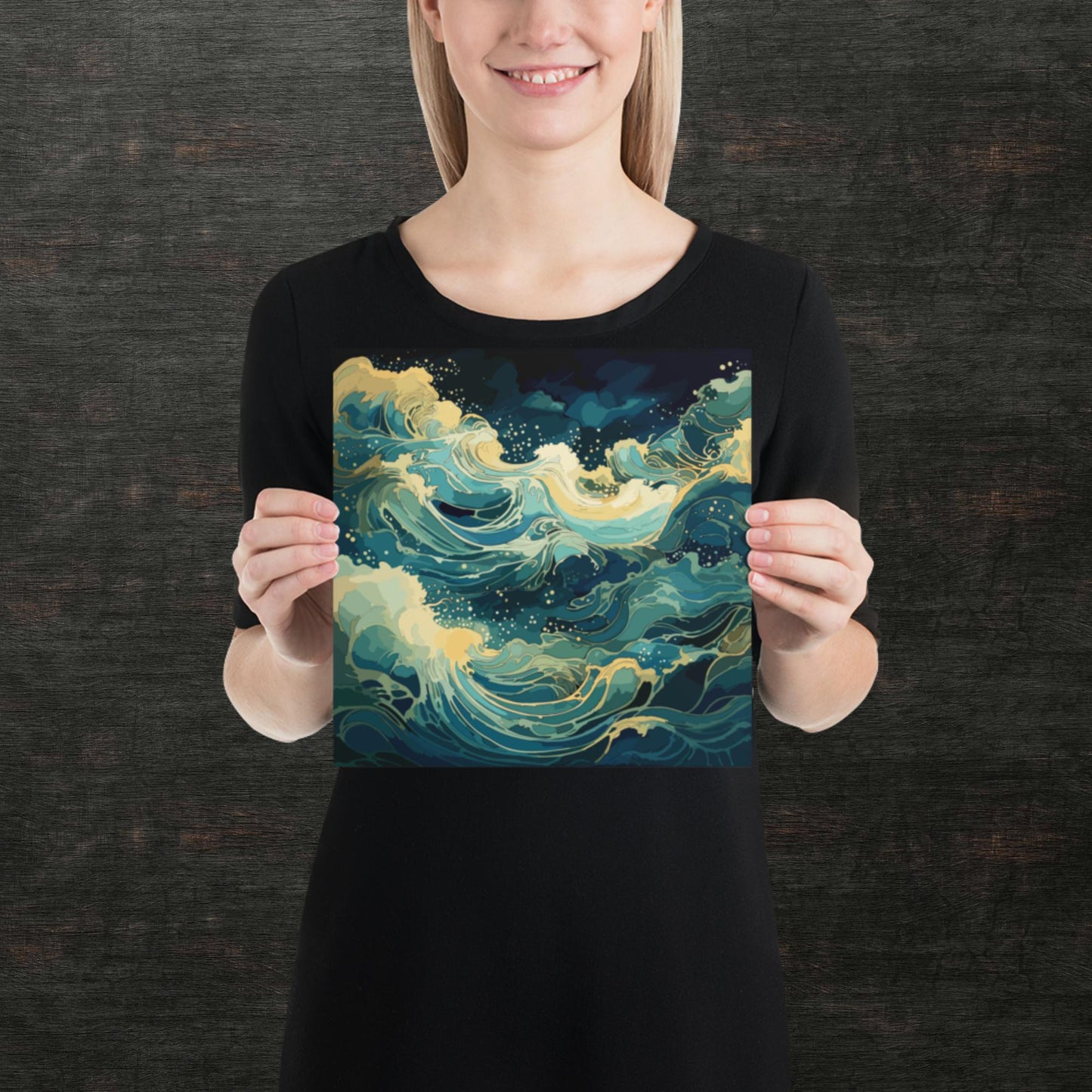 Nighttime Ocean Waves Paper Poster