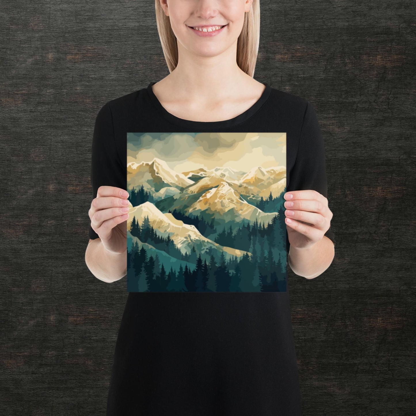 Winter Forest Mountains Paper Poster