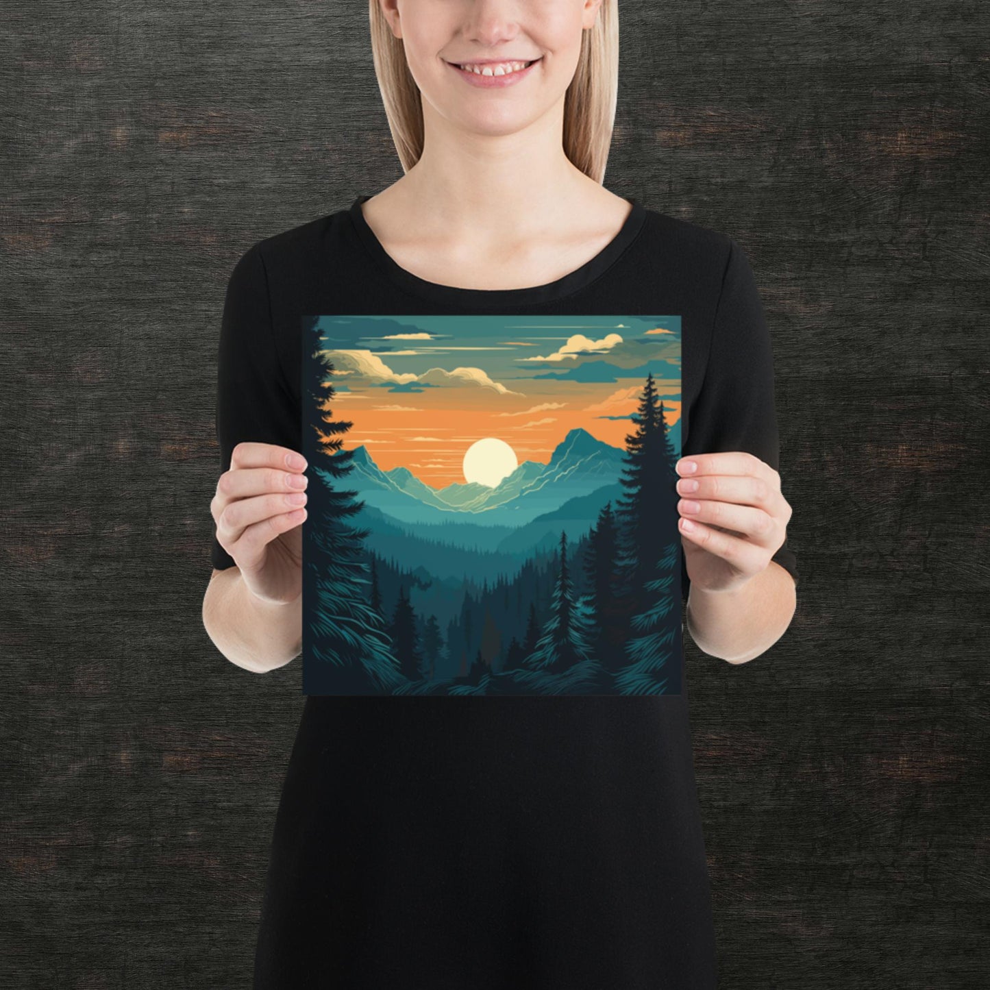 Forest Skyline Sunset Paper Poster