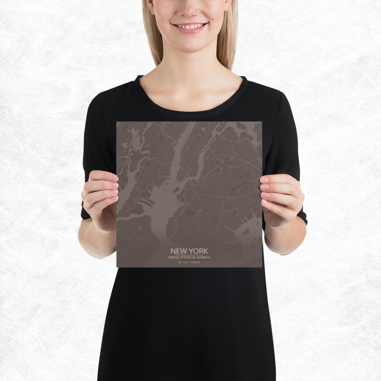 New York Brown and Grey Paper Map