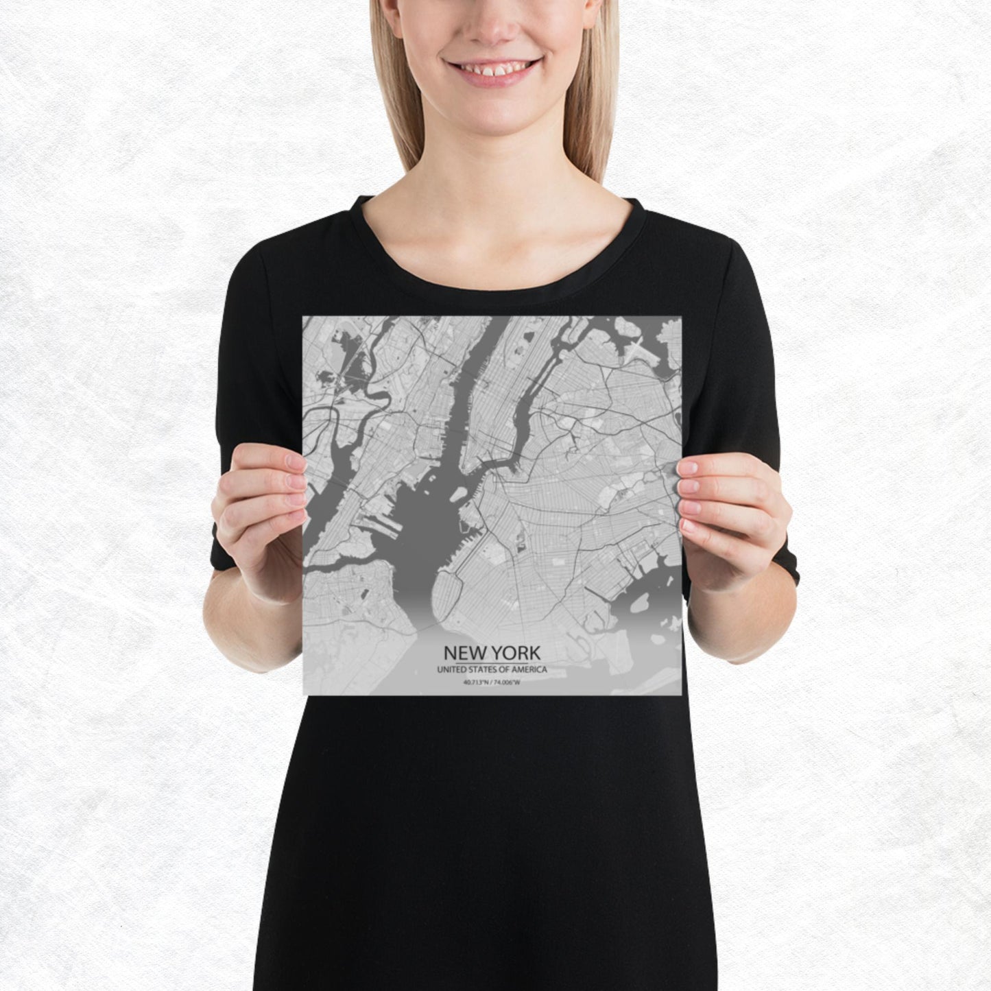 New York Light Grey Paper Map