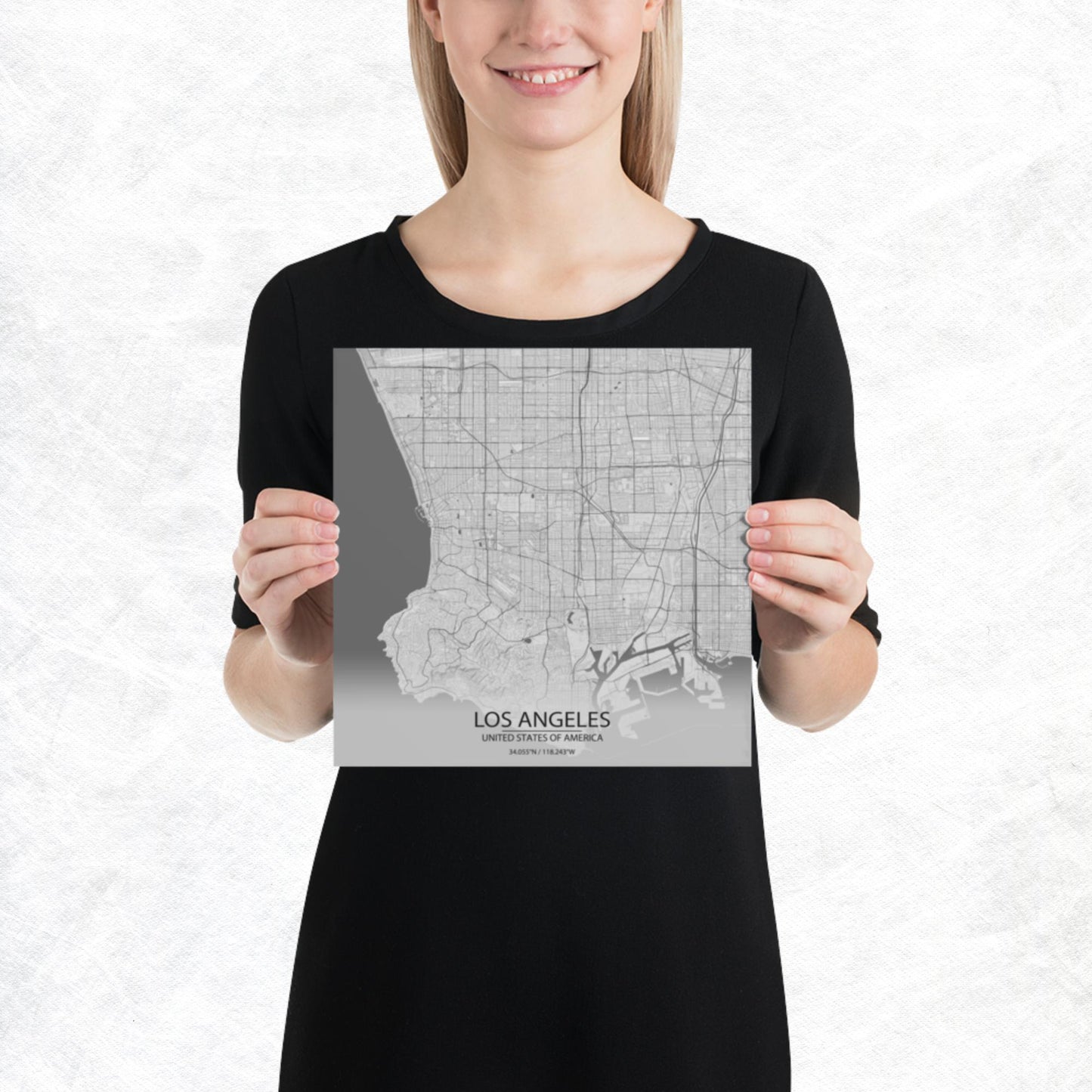 Los Angeles Light Grey Paper Map